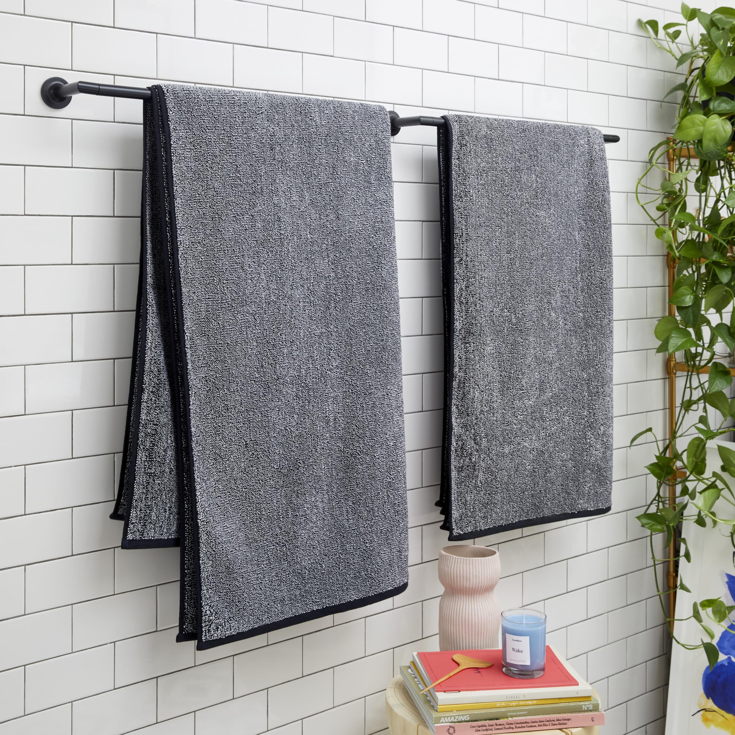 Brooklinen Classic Turkish Cotton Bath Sheets - Set of 2, Marled Black, 100% Cotton | Ultra Soft & Highly Absorbent Luxury Towels for Bathroom, Spa & Beach Use