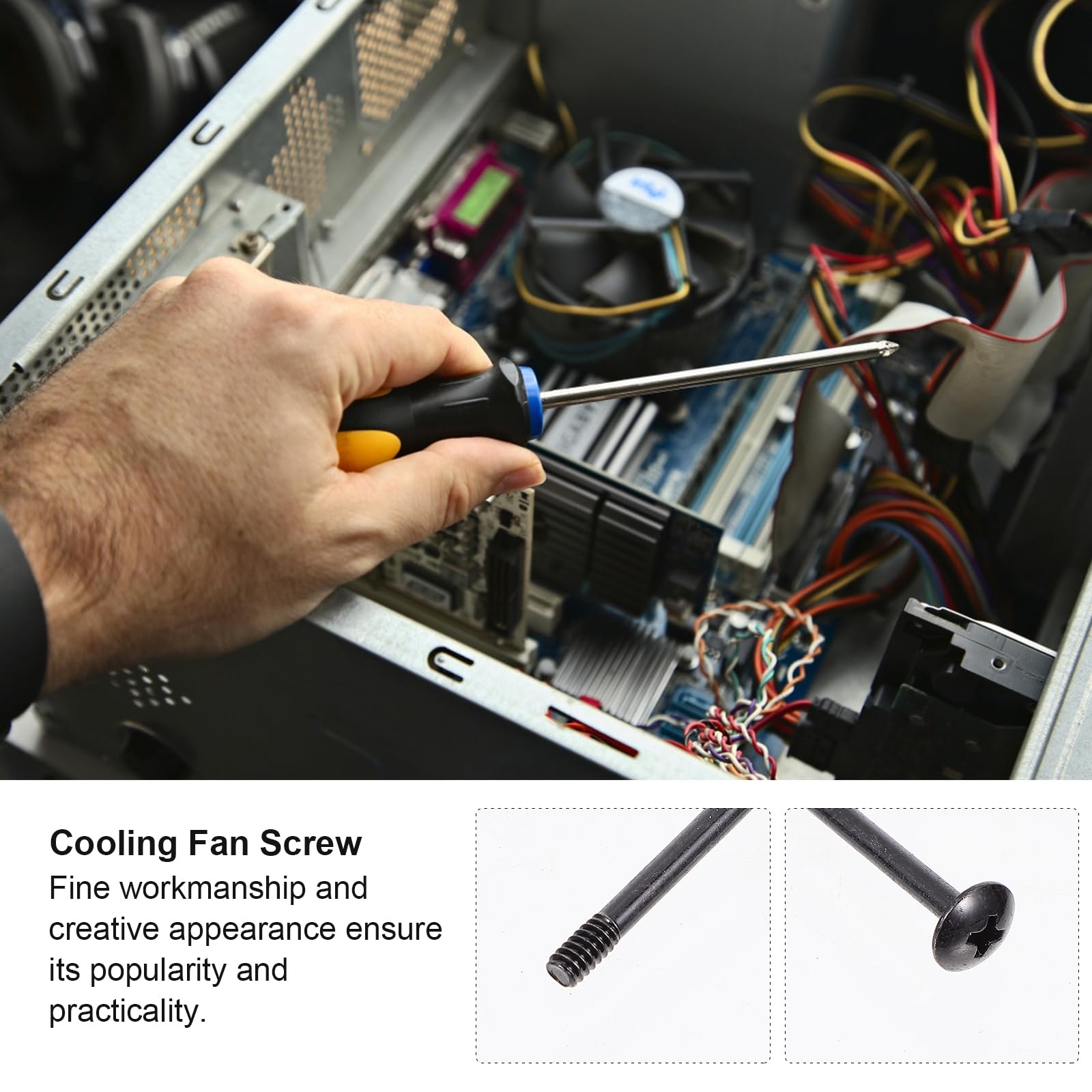 50pcs 30mm Heavy Duty Metal PC Case Fan Screws - Self-Tapping Computer Cooling Fan Mounting Screws for Optimal Airflow & PC Cooling Performance (Perfect for Gaming Rigs, Workstations & Custom PC Builds)