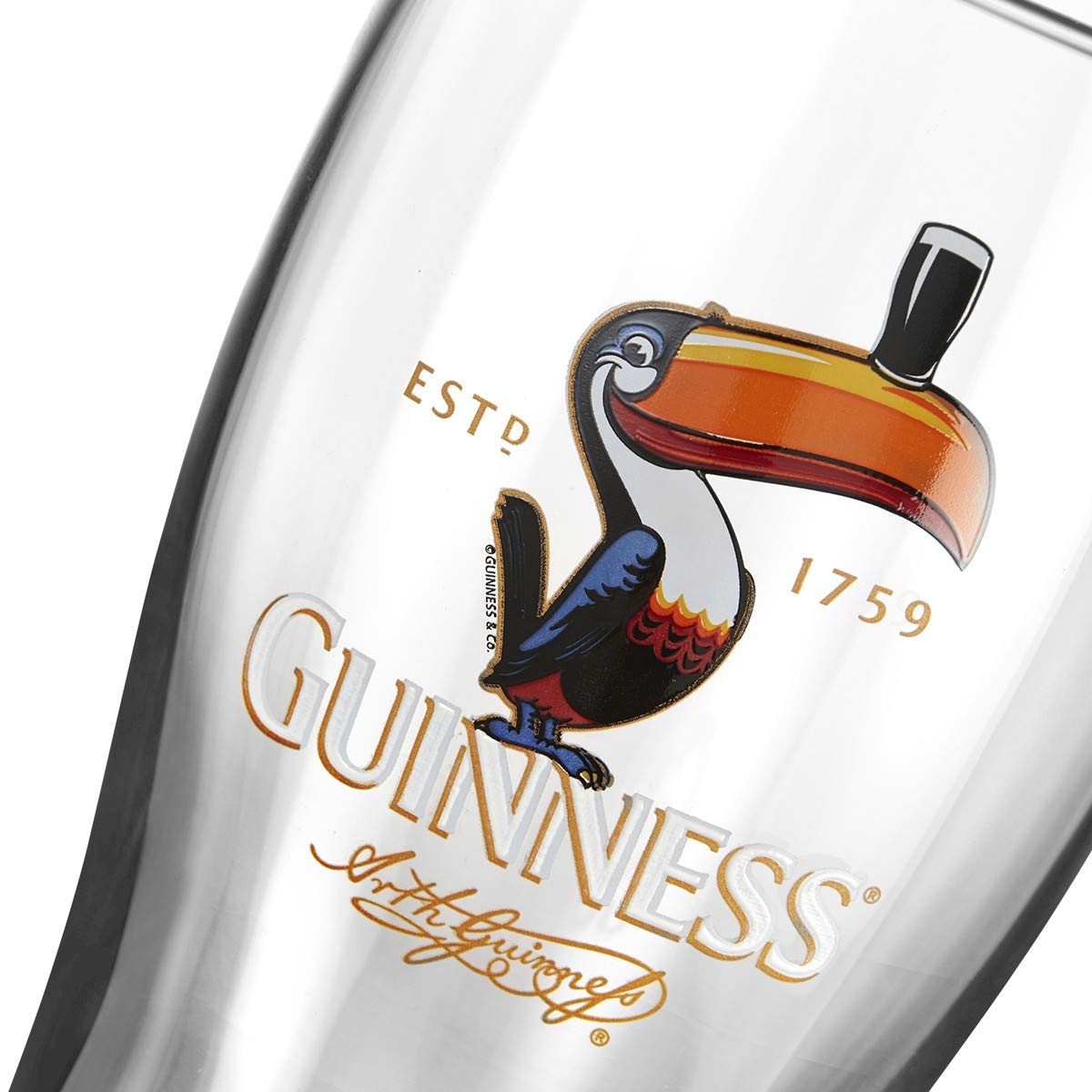 Guinness Toucan Stout Beer Glass Set of 2 - 20oz Official Licensed Pint Glasses - Perfect Gift for Beer Enthusiasts - Ideal for Home Bars, Pubs & St. Patrick's Day Celebrations