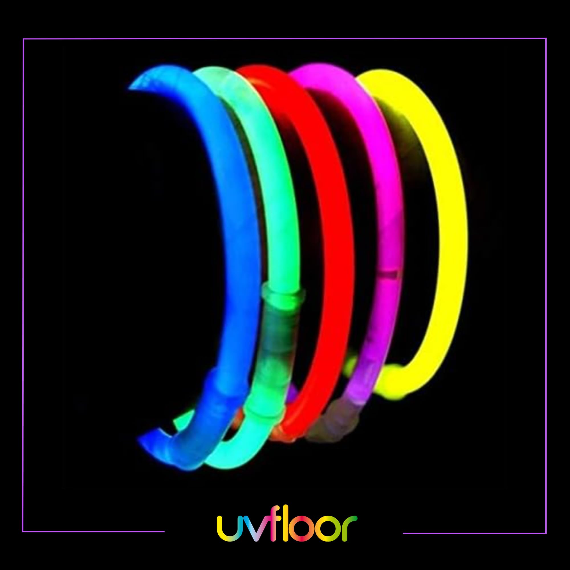 UV Floor 8717662460067 Adjustable Glow in The Dark Bracelets - Pink, Pack of 12 | Perfect for Parties, Concerts, Raves & Nighttime Events
