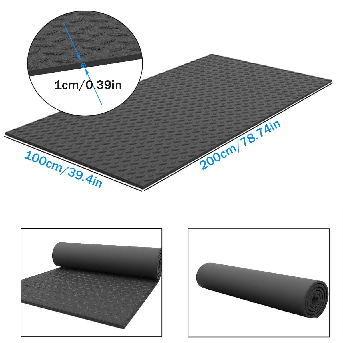 Premium Treadmill Mat - 200x100cm Large Exercise Equipment Mat, Shock Absorbing & Soundproof EVA Rubber Floor Protection for Home Gym, Treadmill, Bike, Rower - Perfect for Noise Reduction & Floor Protection in Home Workouts