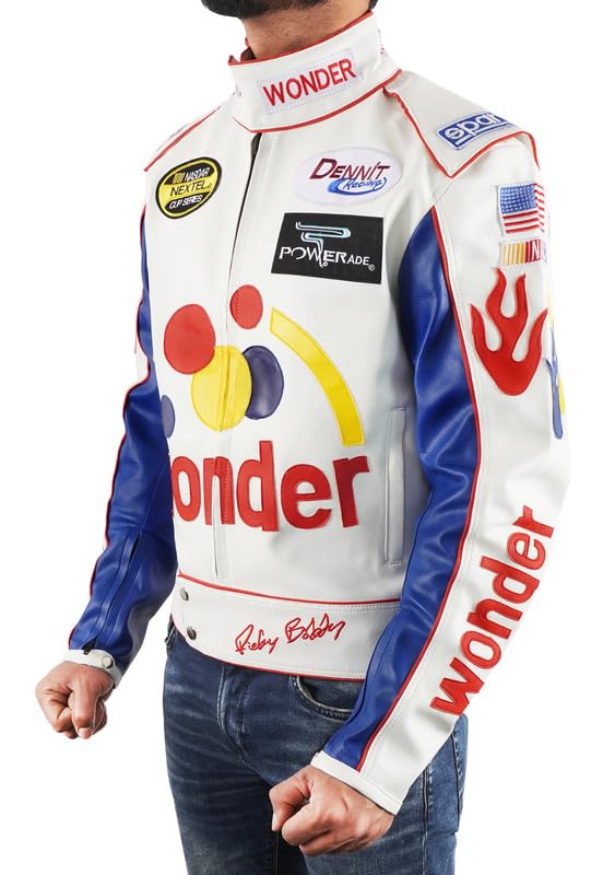 SpazeUp Men's White Racing Biker Leather Jacket - Premium Genuine Leather Motorcycle Jacket for Riding & Casual Wear - Fashionable Outerwear for Street Style & Motorcycle Enthusiasts