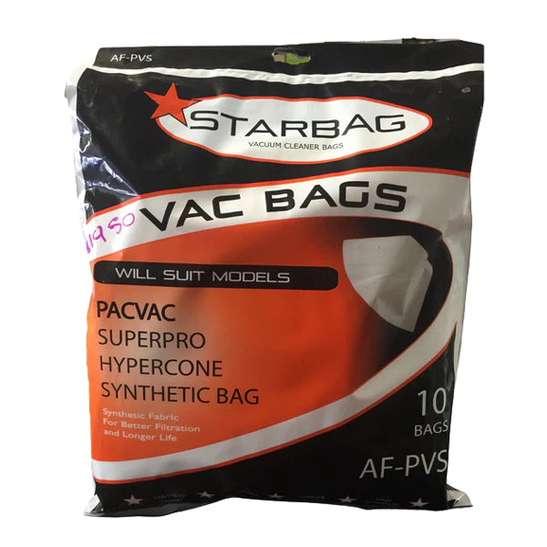 Starbag AF PVS Synthetic Vacuum Cleaner Bags - 10 Pack | HEPA Filtration | Compatible with Major Vacuum Brands | Ideal for Home Cleaning & Pet Hair Removal