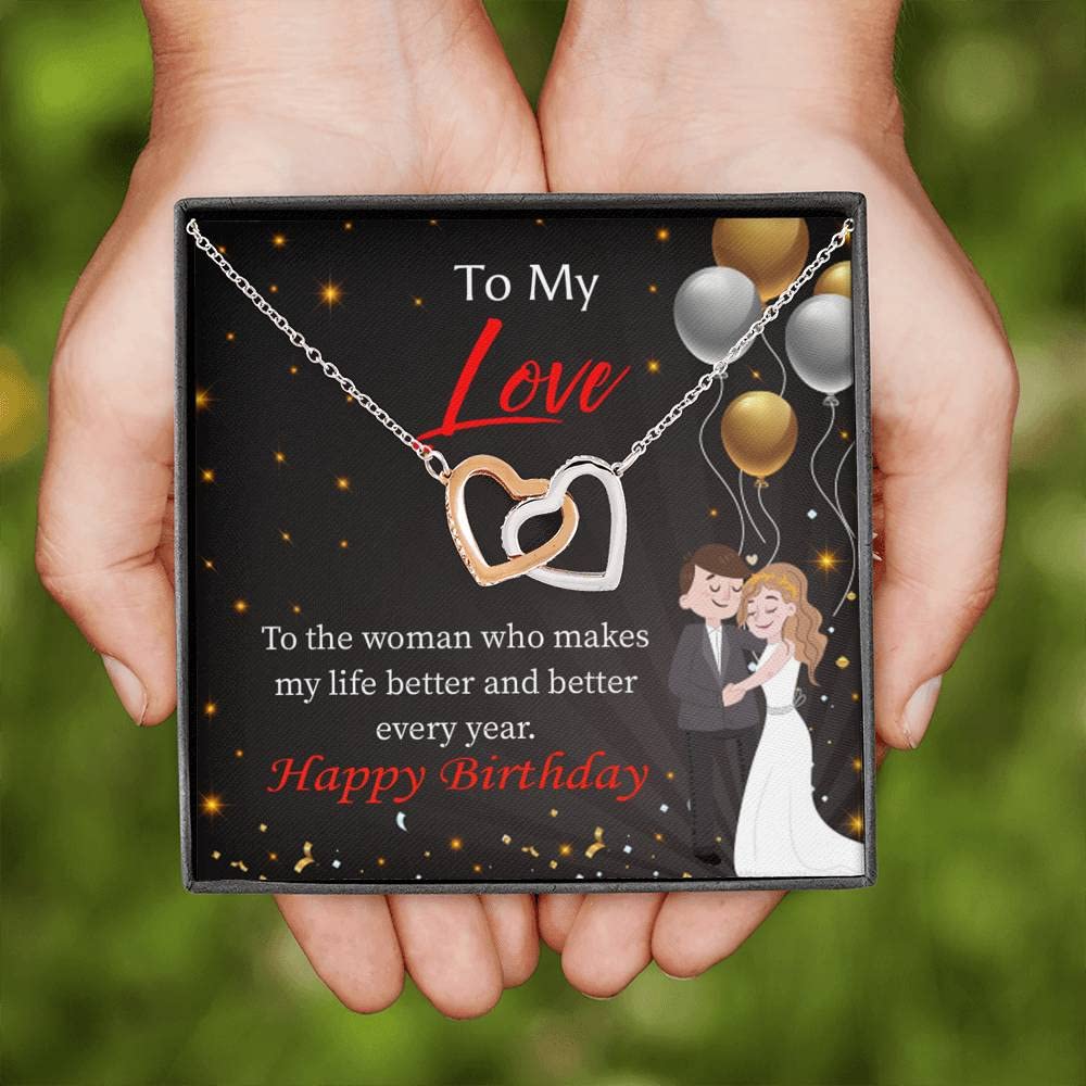 Romantic Wife Love Card - 'You Make Me a Better Wife' Gift with 18k Rose Gold Pendant - Inseparable Love Keepsake in Mahogany Luxury Box - Perfect for Anniversary, Birthday & Valentine's Day Gifts