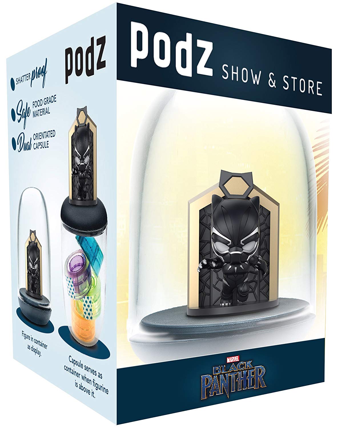 Comicave Studios Podz Black Panther Dual Function Action Figure & Storage Container - Perfect for Collectors, Display, and Organizing Small Items