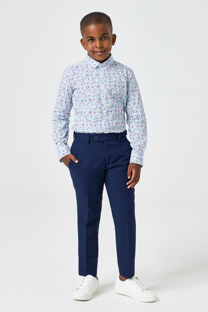 Jimi Men's 2-Piece Navy Blue Cotton Suit - Formal Business Attire for Office, Weddings & Special Occasions