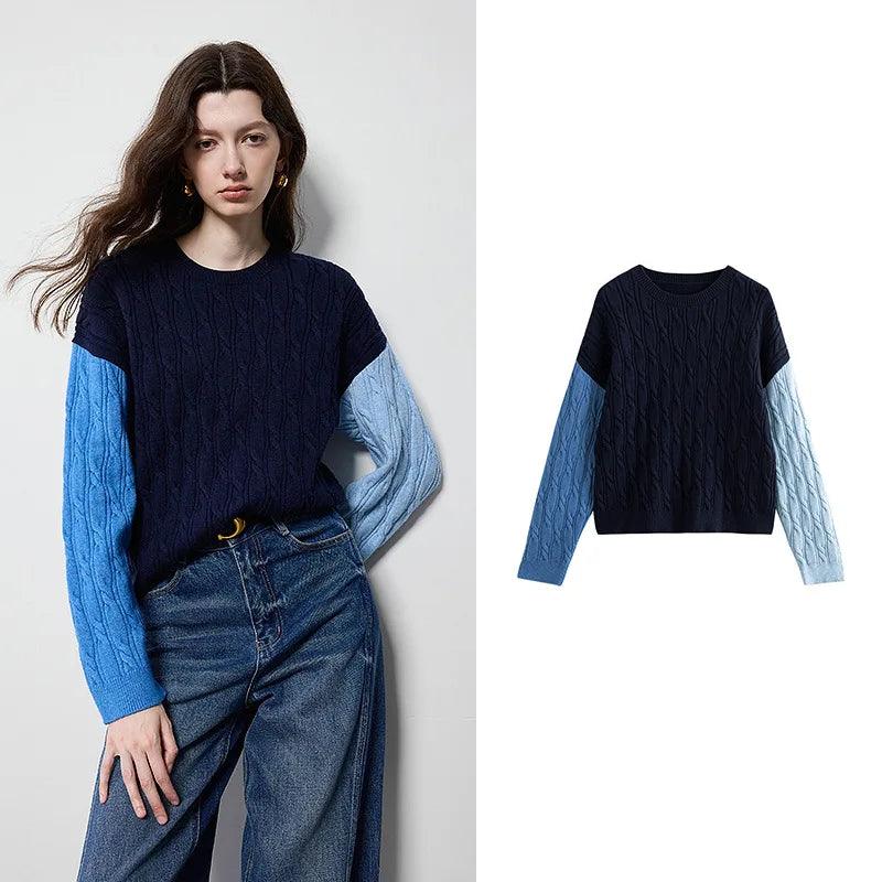 Women's Stylish Multi-Color Wool Pullover Sweater - Cozy Round Neck Knit Top for Fall Fashion | Perfect for Autumn Outfits, Casual Wear & Cold Weather Layering