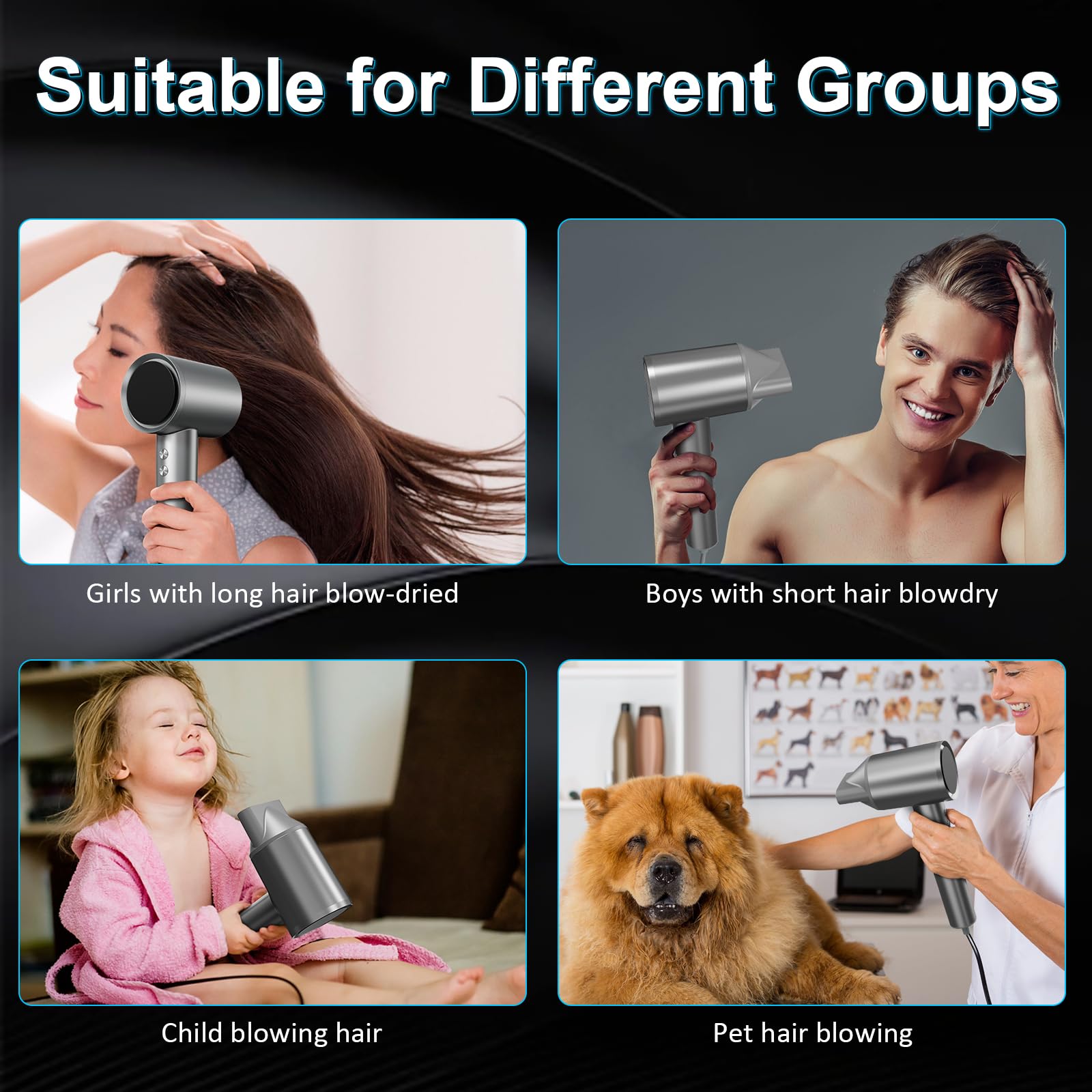 Professional Hair Dryer with 110,000 RPM High-Speed Brushless Motor - Ionic Blow Dryer for Fast Drying & Frizz Control - Quiet Thermo-Control Hair Dryer with Magnetic Nozzle & Wall Mount - Perfect for Home, Salon & Travel Use