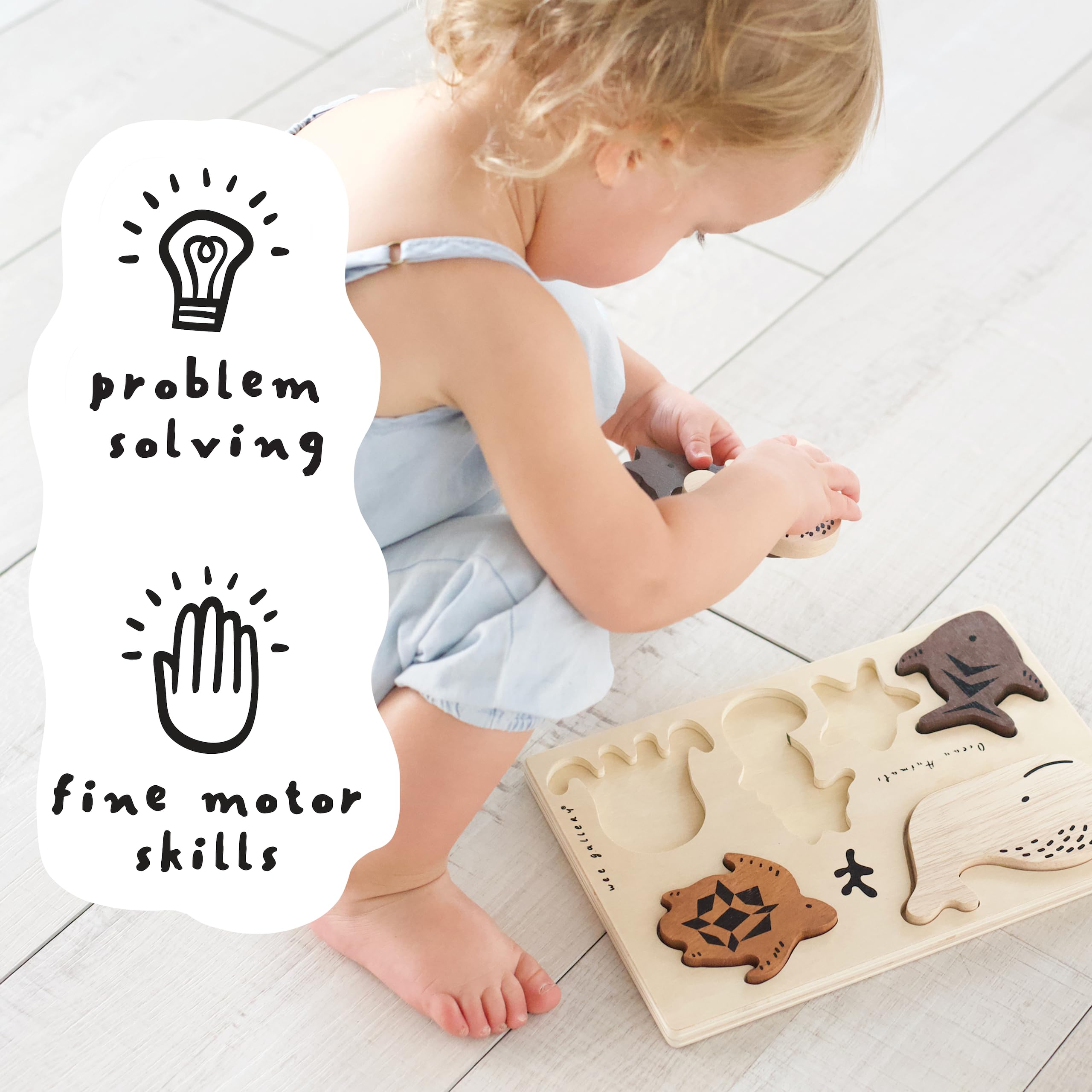 Wee Gallery Wooden Animal Tray Puzzle - Montessori Educational Toys for Toddlers Age 2-4 | Bugs Theme Learning Activity for Fine Motor Skills Development & Preschool Brain Games | Perfect for Classroom, Homeschooling & Early Childhood Education