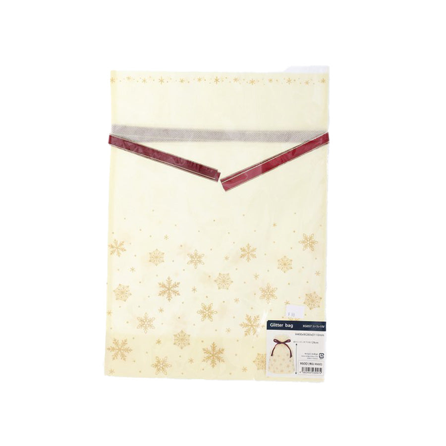 INDIGO XMAS GLITTER GRAB BAG M 40X28CM SNOWFLAKE IVORY (46g) - Perfect for Holiday Gift Wrapping, Party Decorations & Christmas Crafts
