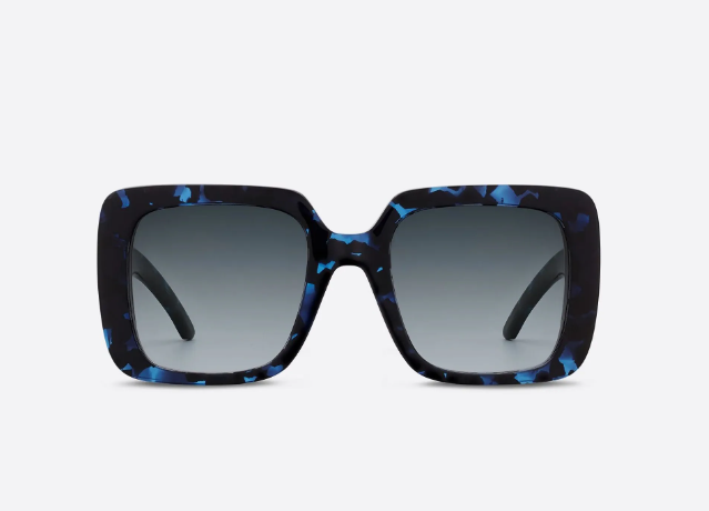 Christian Dior WILDIOR S3U 28B1 Blue Havana/Blue Soft Square Women's Sunglasses - UV Protection Luxury Fashion Shades for Beach, Driving & Outdoor Activities