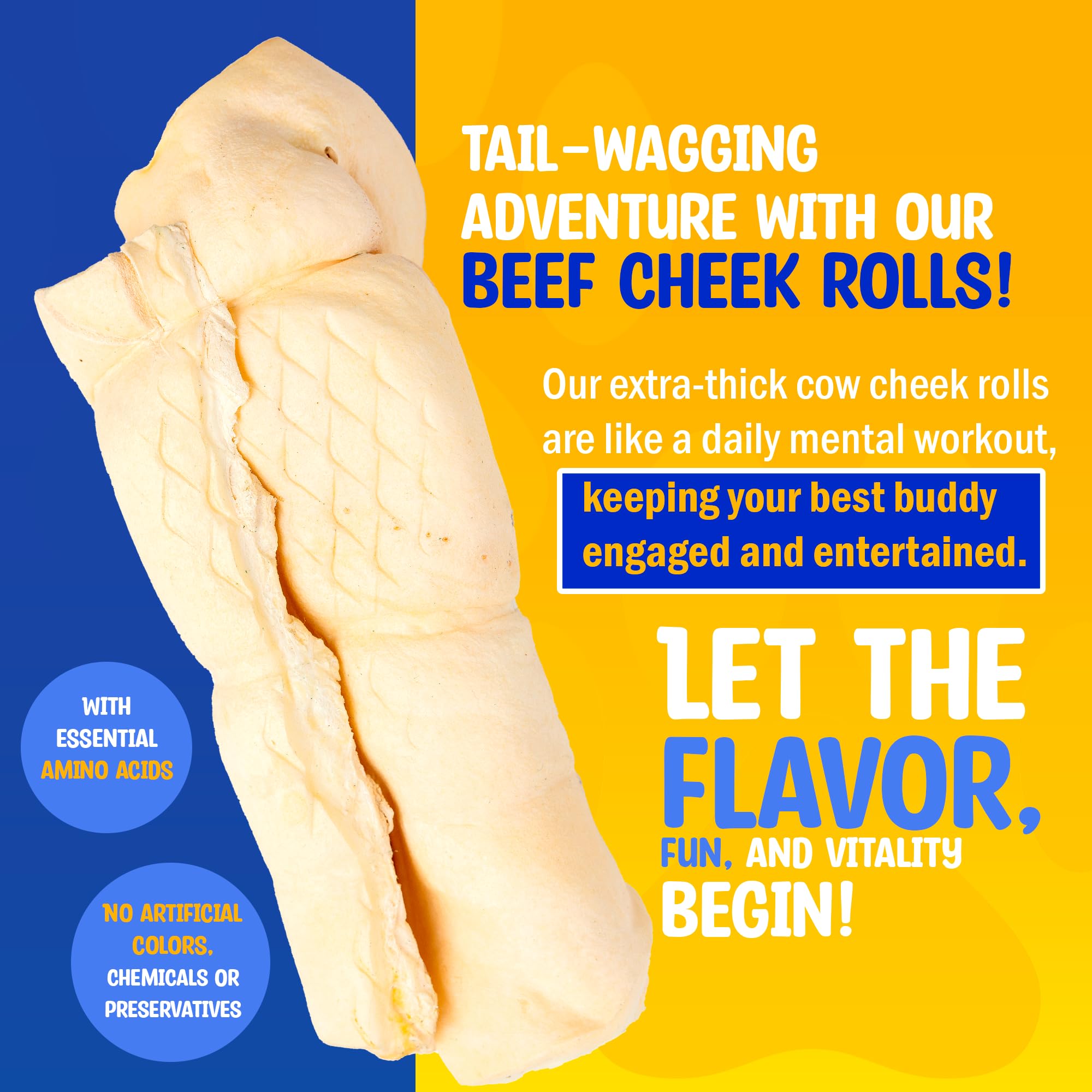 All-Natural Beef Cheek Rolls for Dogs - 5