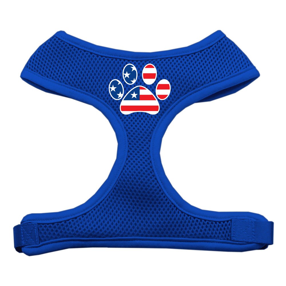 Mirage Pet Products USA - Soft Mesh Dog Harness with Paw Flag Screen Print, Medium Size, Blue - Perfect for Walking, Training & Outdoor Adventures