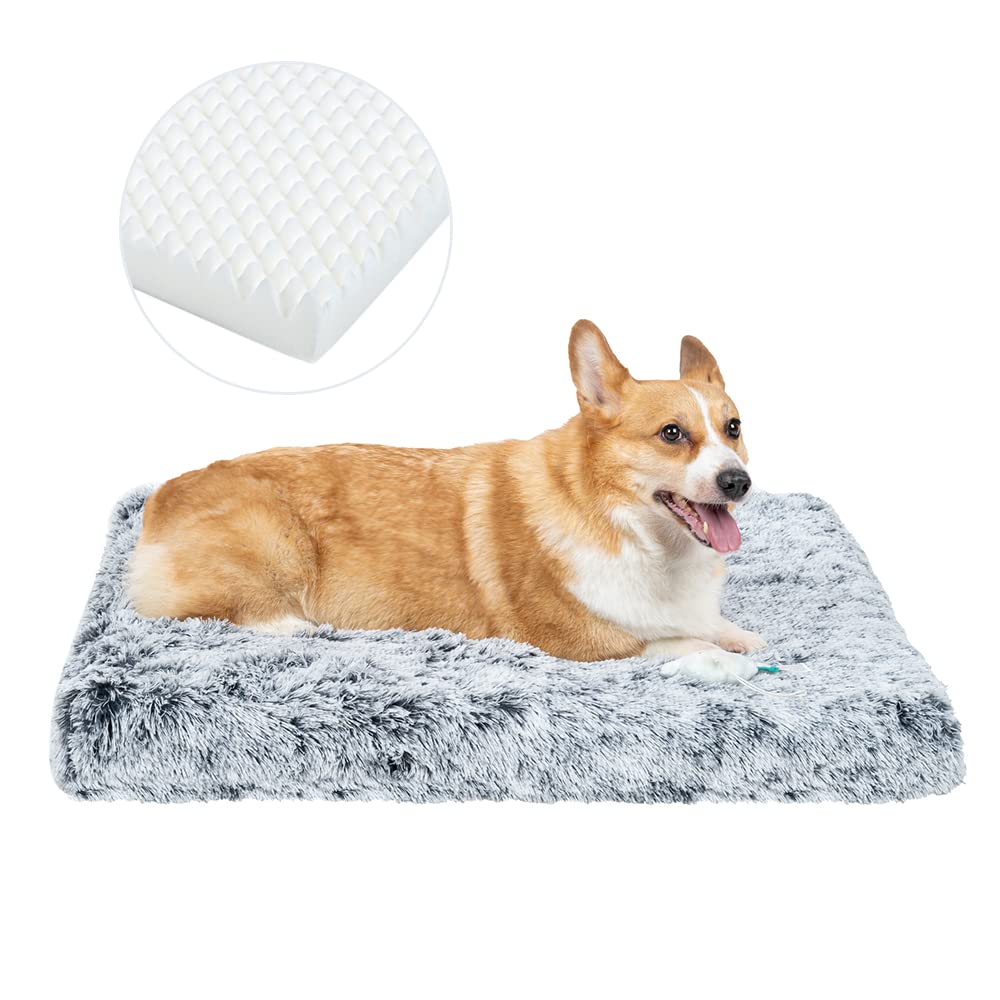 Hawsaiy 24IN Large Fluffy Soft Orthopedic Dog Bed with Egg-Crate Foam & Removable Washable Cover - Non-Slip Kennel Mat for Medium to Large Dogs - Perfect for Crates, Bedrooms & Living Rooms