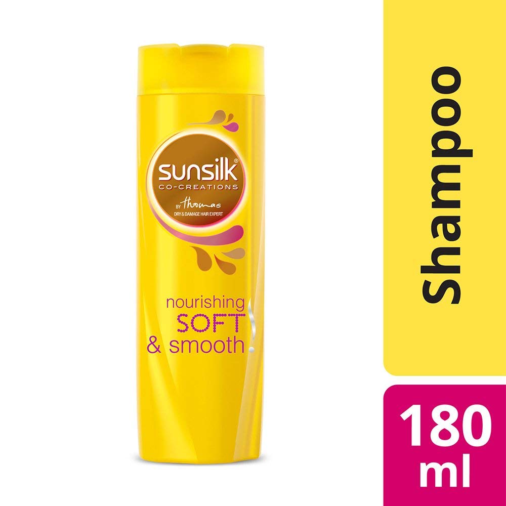 Sunsilk Nourishing Soft & Smooth Shampoo 180ml - Hydrating Hair Care for Dry & Damaged Hair - Perfect for Daily Use at Home, Gym & Travel