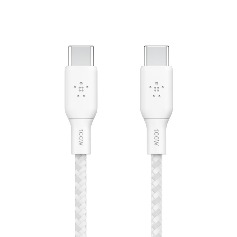 Belkin BoostCharge 100W USB C to USB C Fast Charging Cable (2M/6.6ft) - White | Compatible with MacBook Pro, iPad Pro, Galaxy S23 & More | Fast Charging for Home, Office & Travel