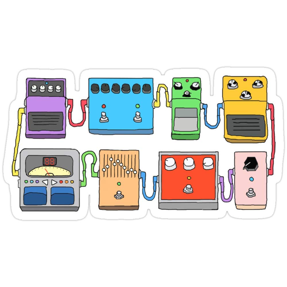 3 Pack Guitar Pedal Stickers - Recording Studio Engineer & Guitarist Gear Decals - Funny Vinyl Stickers for Laptop, Phone, Car, Fridge - Perfect for Musicians & Music Lovers