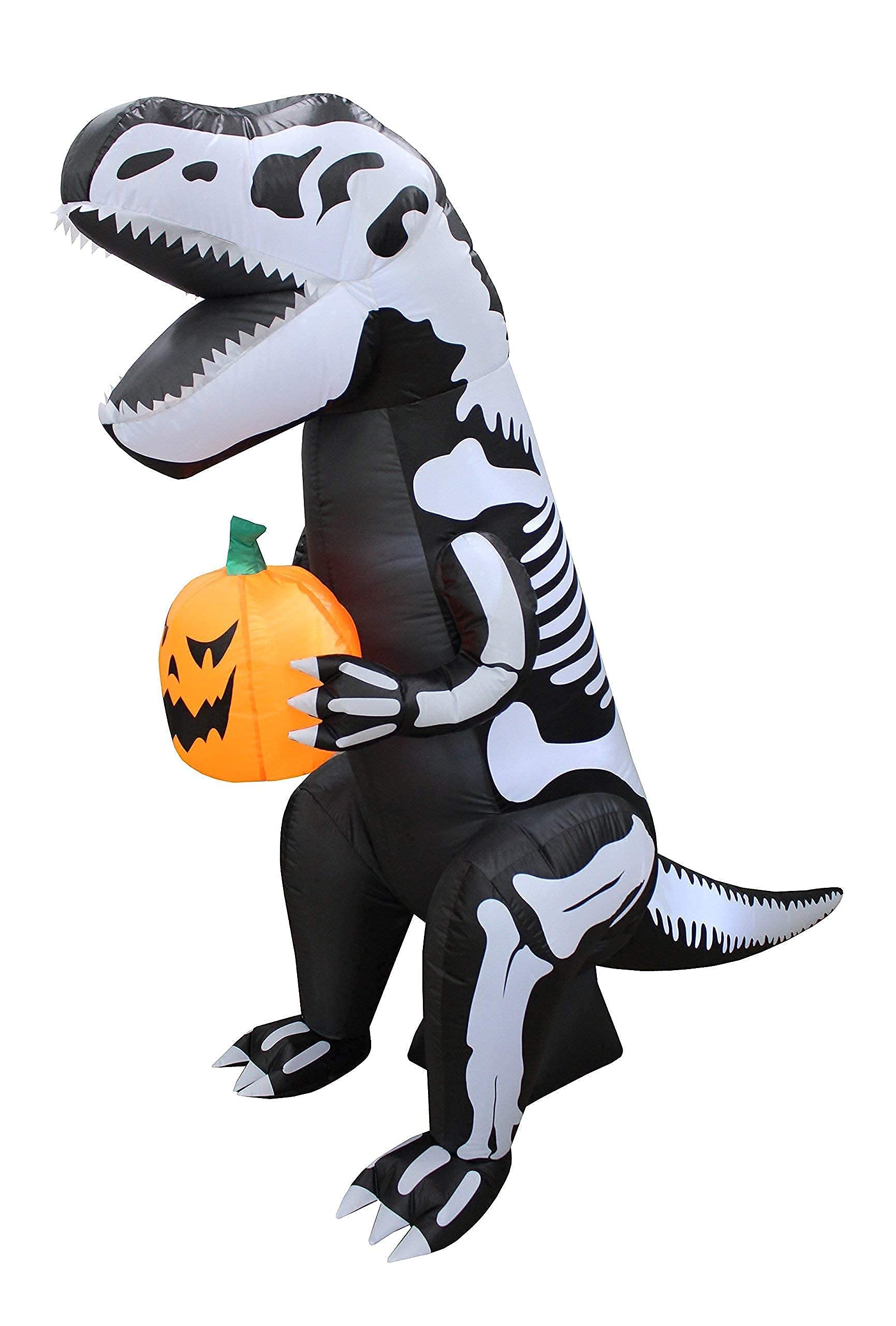 6FT Inflatable Skeleton Dinosaur & 9FT Halloween Inflatable Tree Decor Set - T-Rex with Pumpkin, Ghosts, Owls & Tombstone - Outdoor Yard Party Decorations for Halloween, Haunted House & Spooky Events