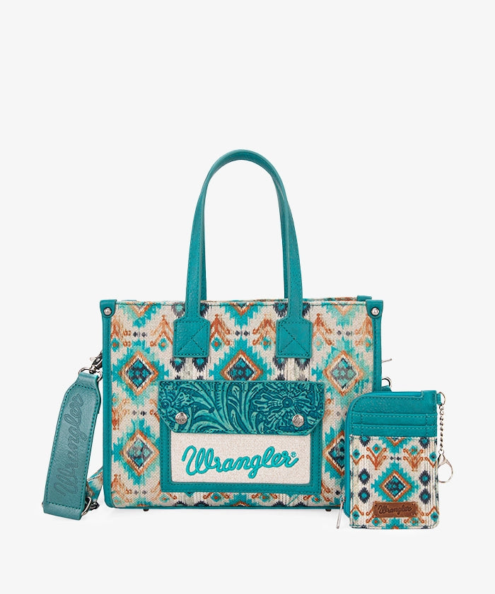 Wrangler Aztec Concealed Carry Canvas Tote Bag for Women - Stylish & Durable Purse with Hidden Gun Pocket - Perfect for Everyday Use, Travel & Outdoor Activities