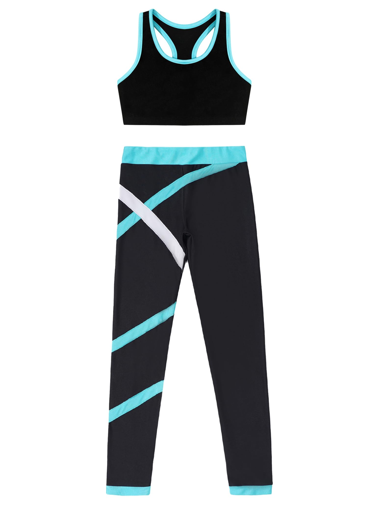 Girls' 2-Piece Dance Outfit Set - Sports Bra & Athletic Leggings for Gymnastics, Yoga, and Performance - Breathable Comfort for Active Kids