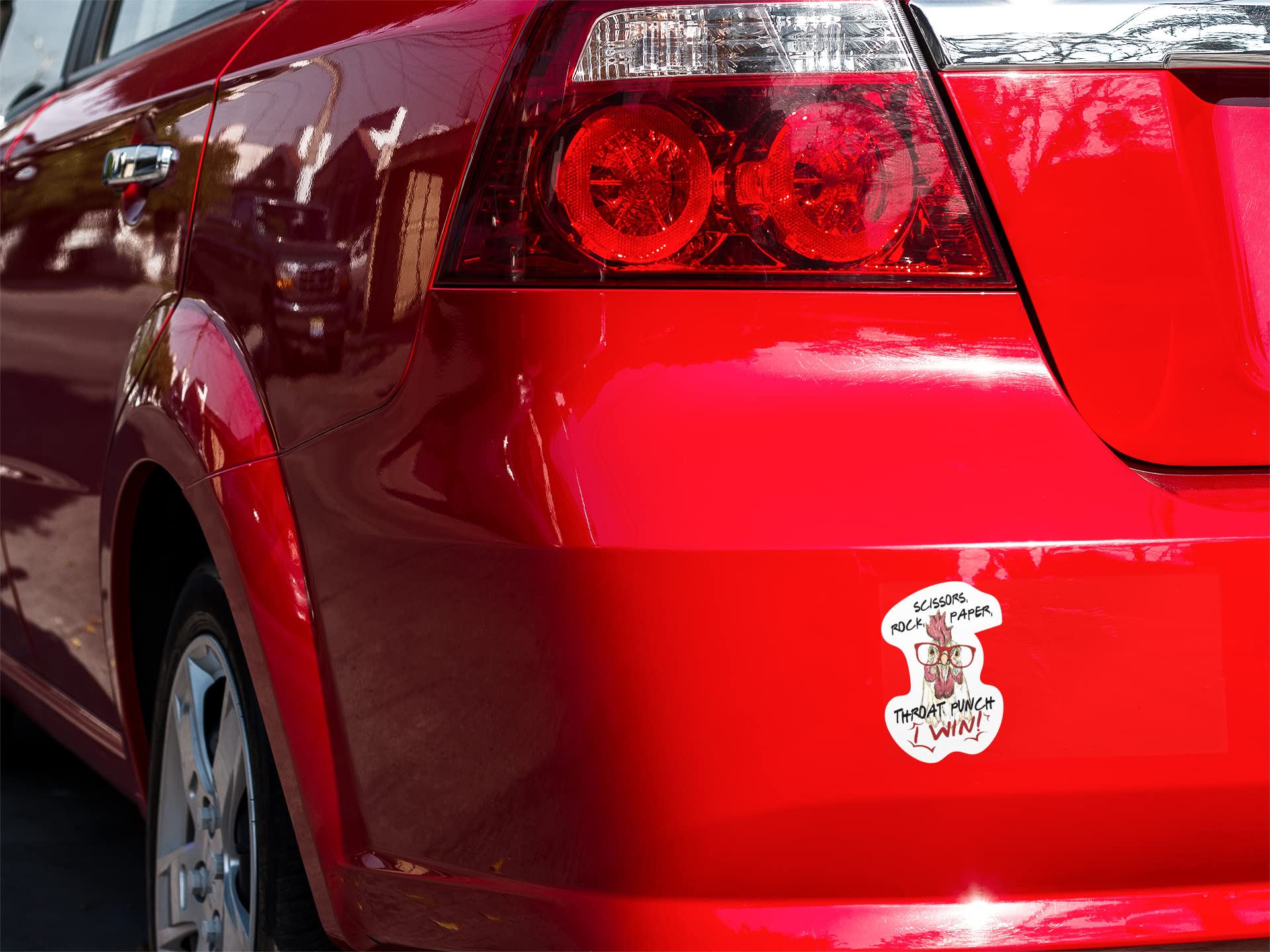 2 Pack Rock Paper Scissors Throat Punch Funny Chicken 4.5 Inch Vinyl Stickers - Durable Laminated Decals for Cars, Trucks, Bumpers & Laptops | Made in USA | Perfect for Gamer Gifts, Office Pranks & Vehicle Customization