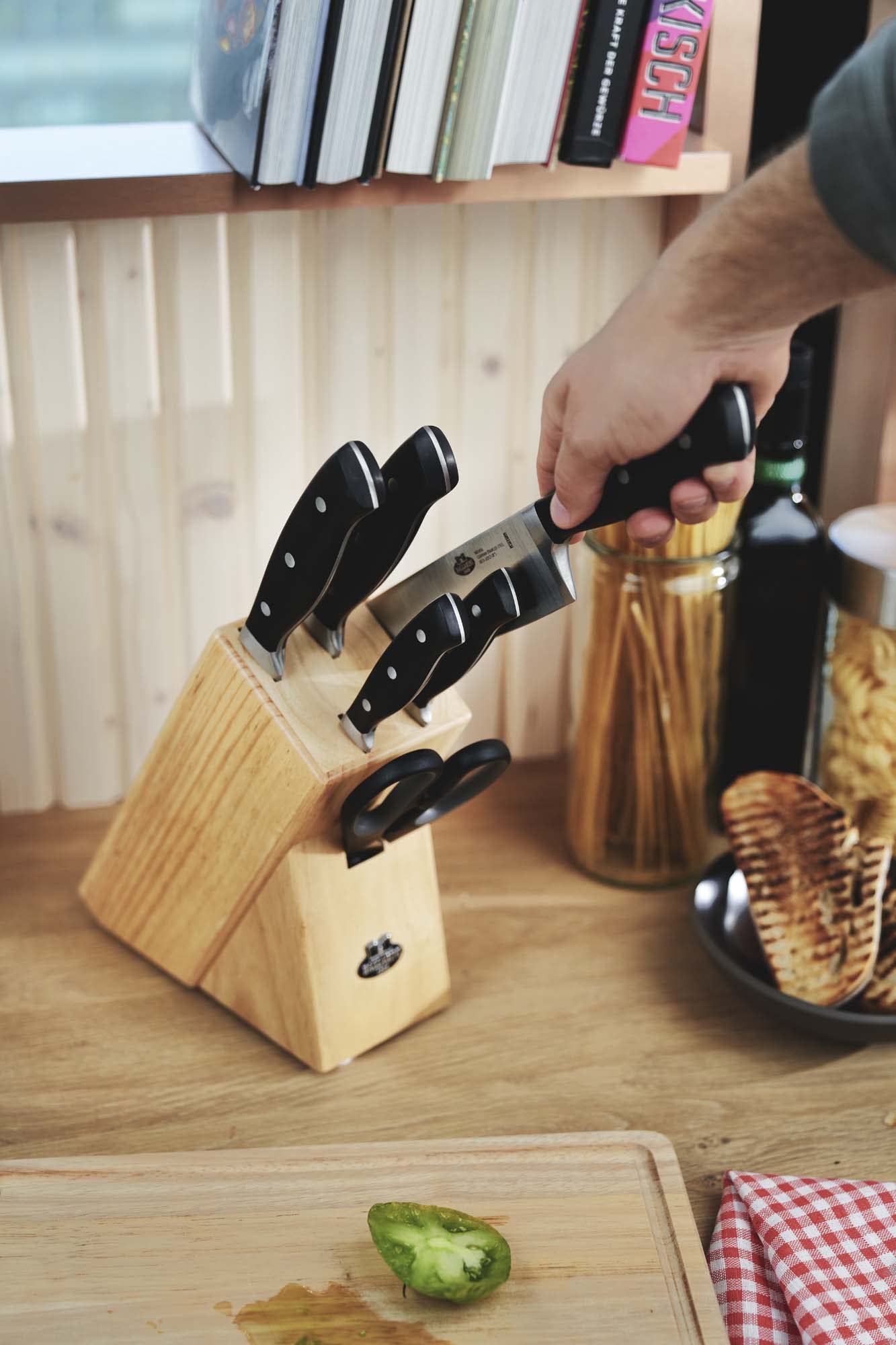 Ballarini Brenta 7-Piece Knife Block Set with Stainless Steel Knives - Perfect for Home Kitchen, Cooking, and Food Prep
