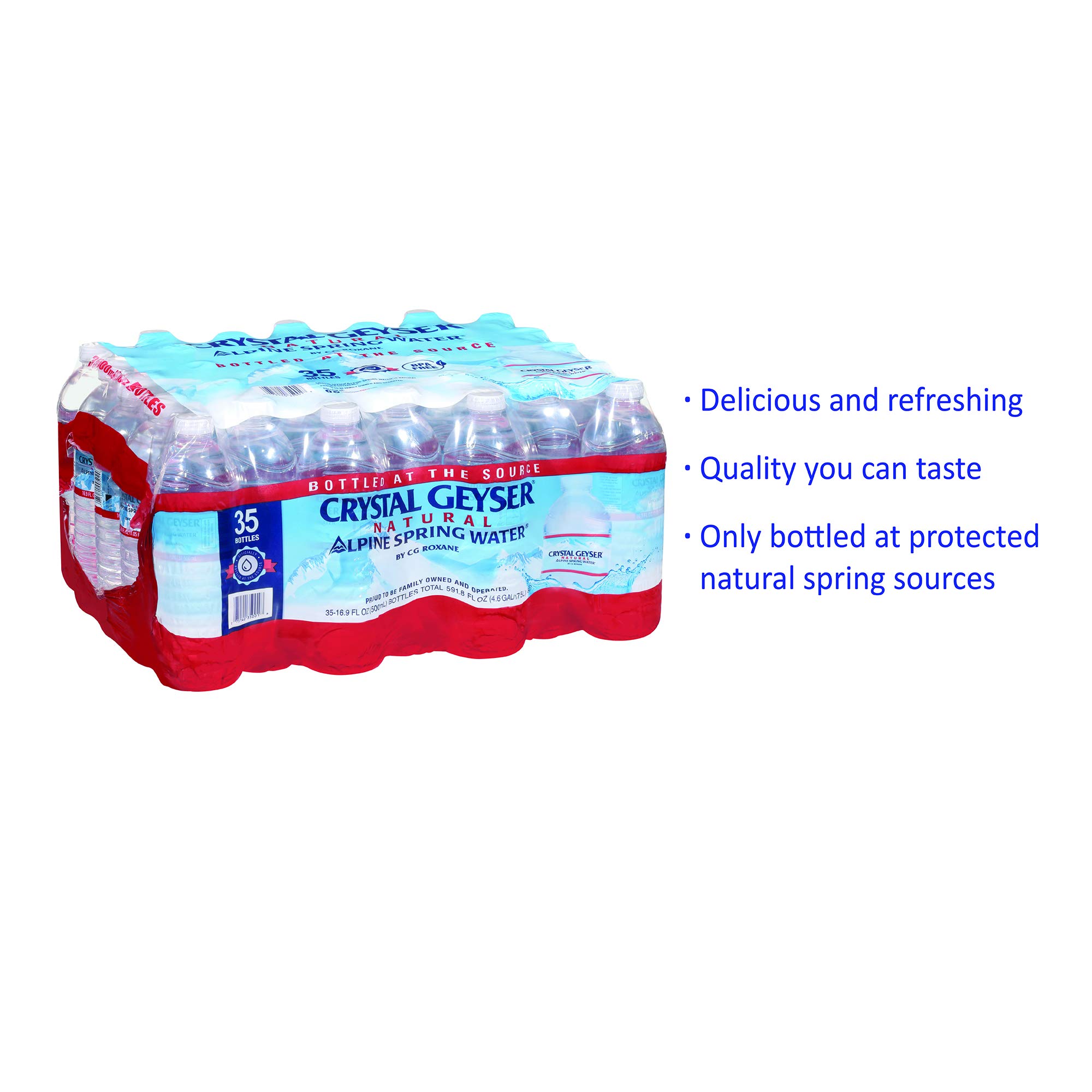 Alpine Spring Water - 16.9 Fl Oz (Pack of 35) | Natural Source Bottled Water | Perfect for Hydration, Camping & Emergency Preparedness