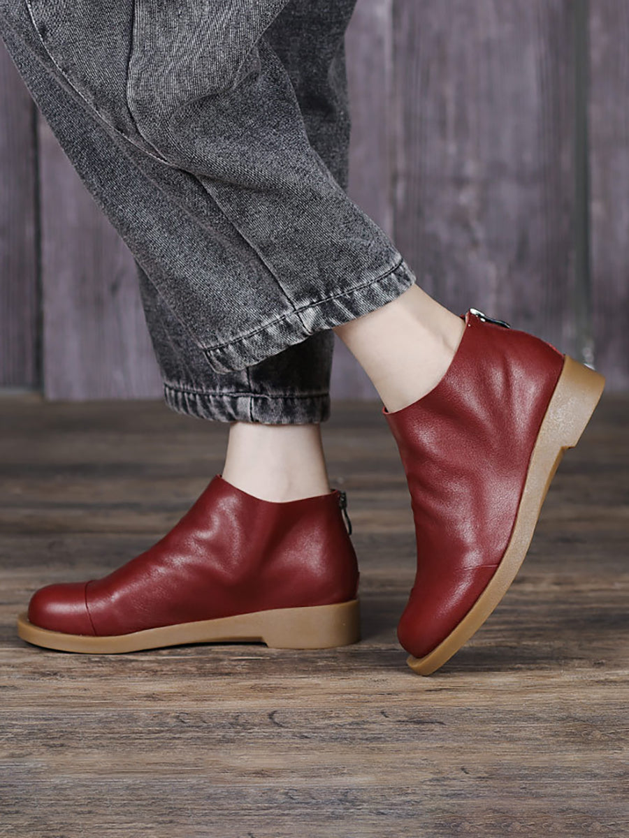 Handmade Genuine Leather Vintage Women's Ankle Boots - Comfortable & Stylish Short Booties for Casual Outfits, Date Nights & Fall Fashion