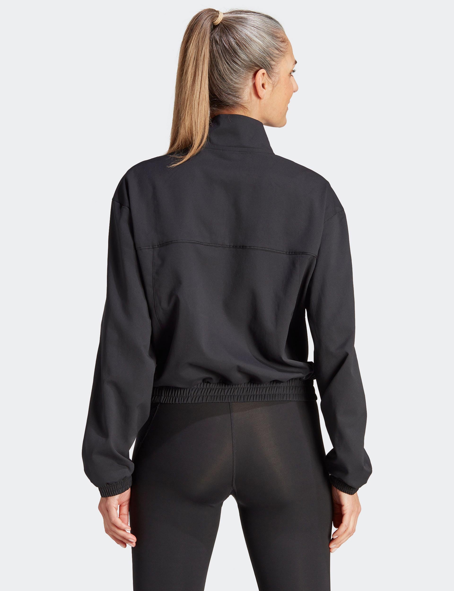 AEROREADY Train Essentials Woven Quarter Zip Track Jacket - Black/White - Lightweight Running & Gym Workout Jacket for Men