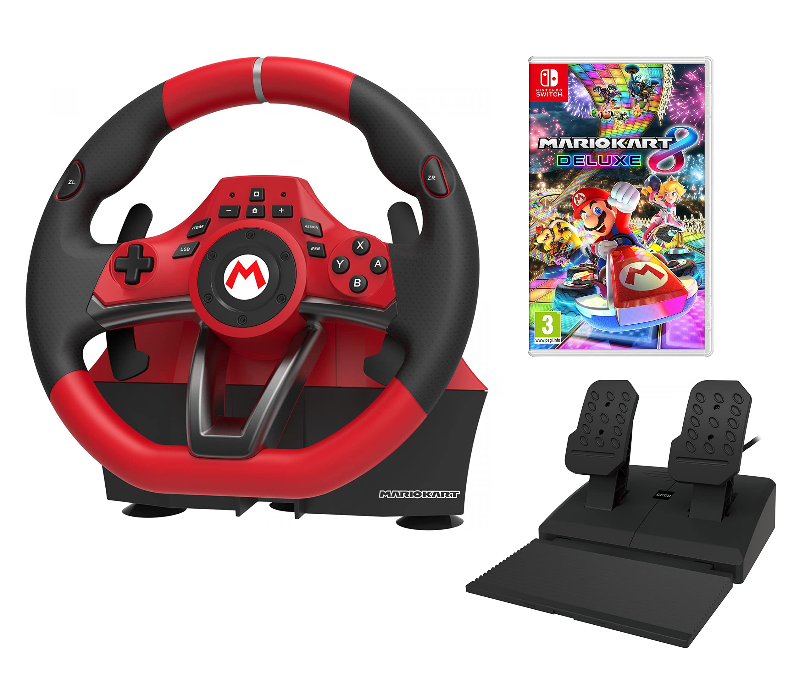Official Mario Kart 8 Deluxe Racing Wheel & Pedal Set for Nintendo Switch - Steering Wheel Controller Bundle for Kids & Adults - Perfect for Racing Games & Family Game Nights