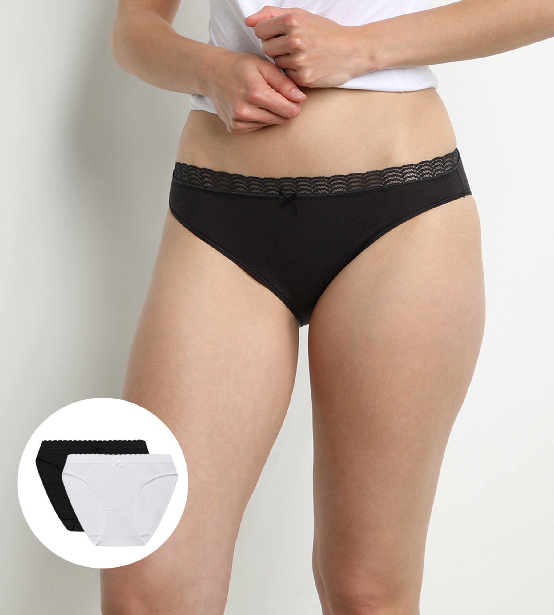 DIM Women's Fashion Underwear Set - 2 Pack Black & White Cotton Panties for Everyday Comfort & Style | Perfect for Work, Lounge & Sleep