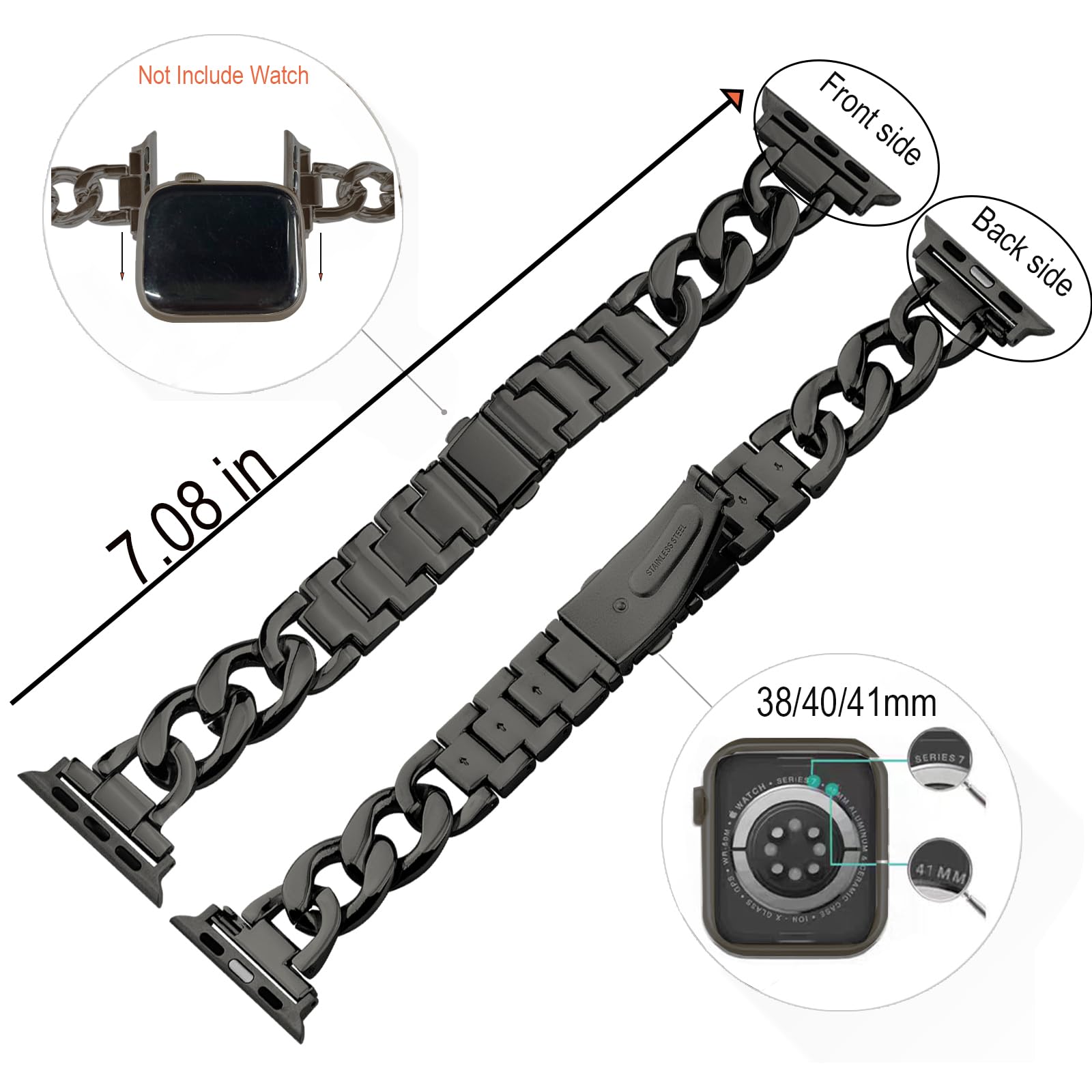 Kolgios 38mm 40mm 41mm 42mm 44mm 45mm 46mm Women's Fashion Smartwatch Band - Compatible with Apple Watch Series 10/9/8/7/6/SE/5/4 - Stylish Replacement Bracelet Strap for iWatch - Perfect Gift for Her - Ideal for Workouts, Office & Everyday Wear