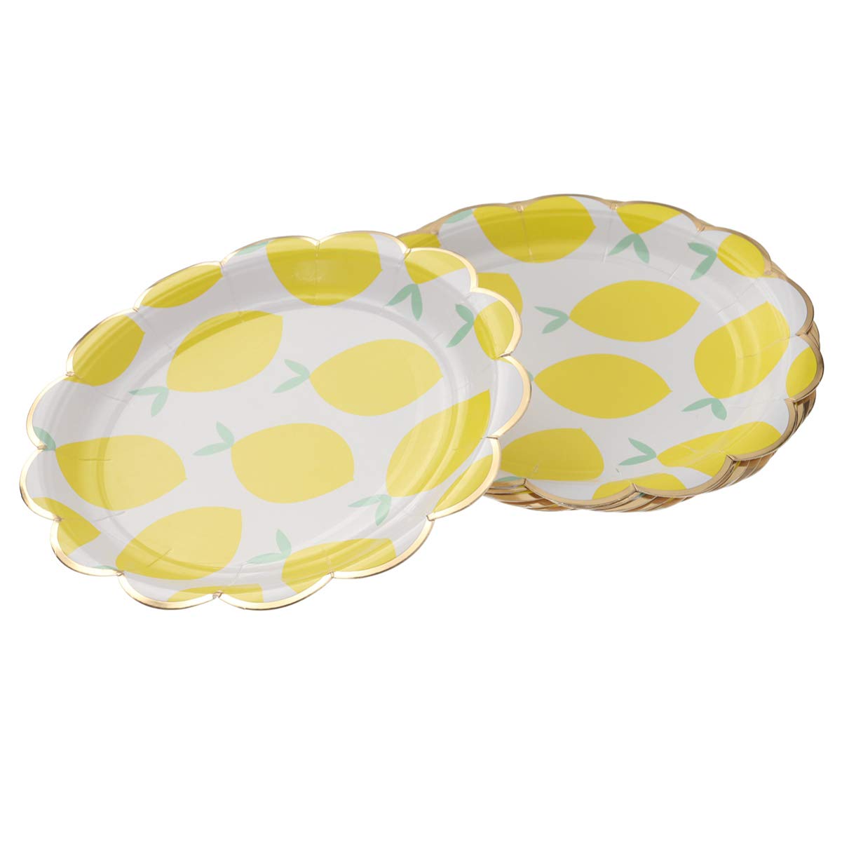 Amosfun 8-Pack Disposable Gold Foil Lemon Print Paper Plates - Elegant Party Tableware for Birthday, Festival, Carnival & Summer BBQ Gatherings