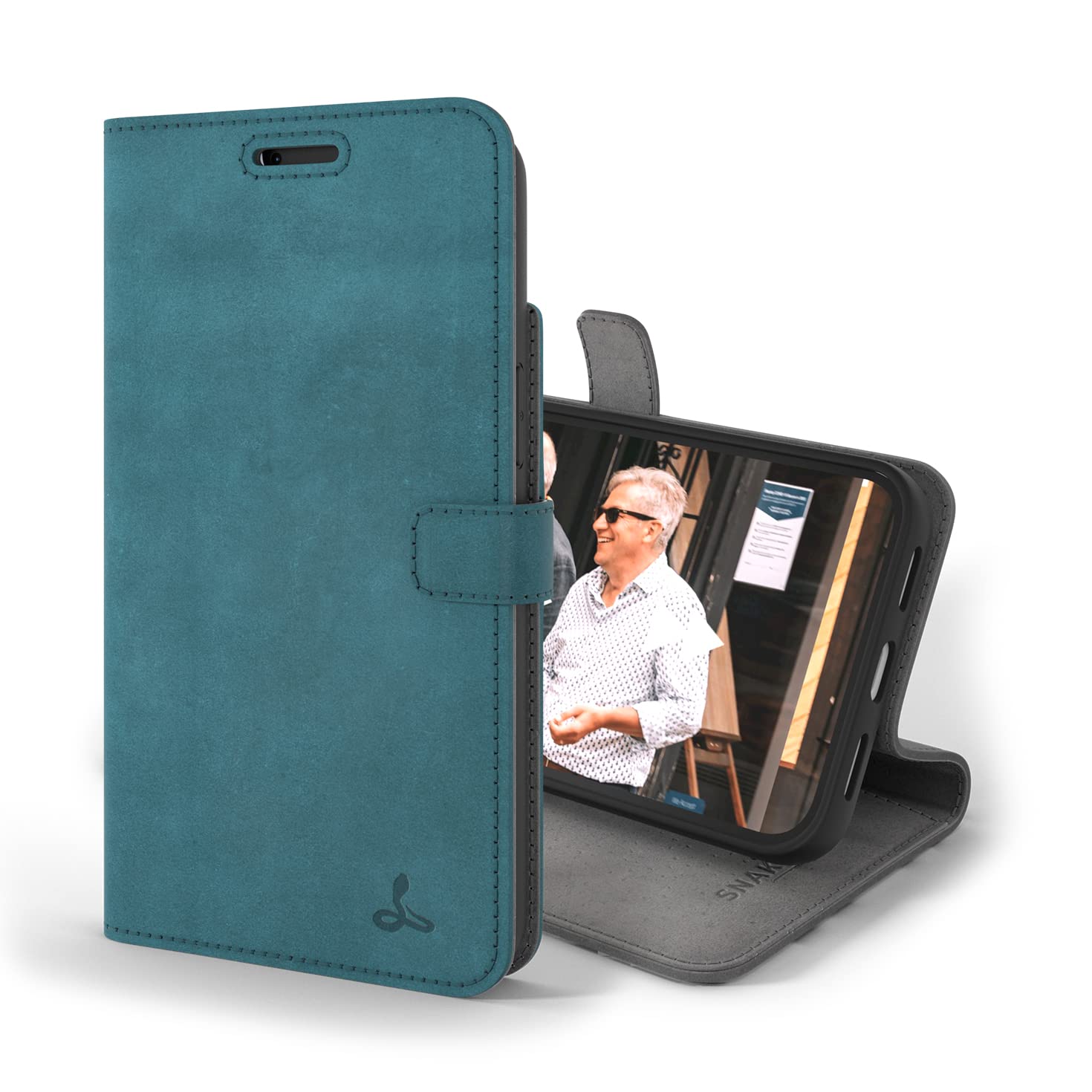 Premium Genuine Leather iPhone 13 Pro Max Wallet Case with Card Holder & Stand - Flip Folio Cover for iPhone 13 Pro Max (Teal) | Perfect for Business, Travel & Everyday Protection
