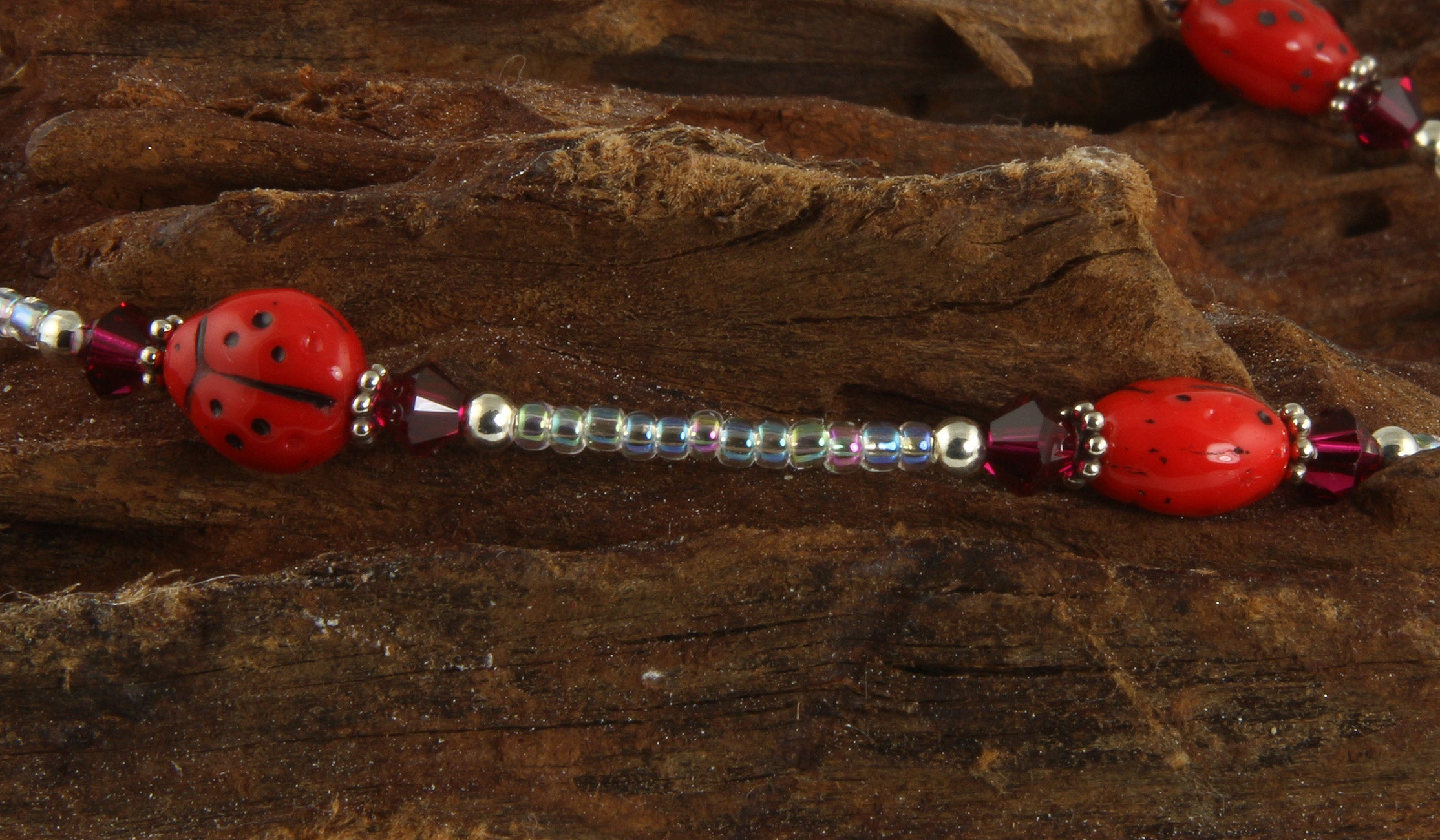 Ruby Red Ladybug Beaded Anklet - Elegant Handmade Ankle Bracelet for Women | Perfect for Summer, Beach, Boho Fashion & Gift Giving
