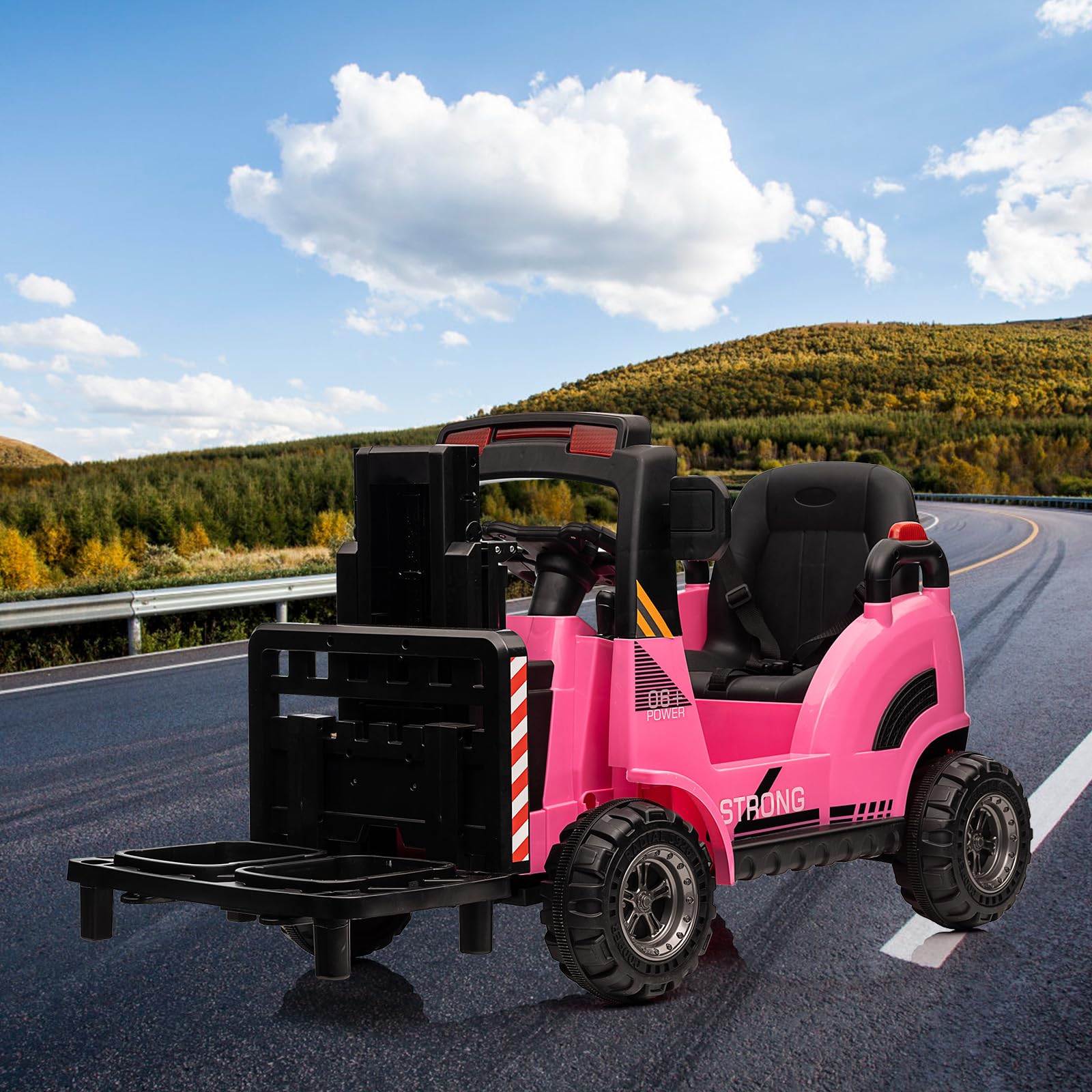 GARVEE 12V Electric Ride On Forklift Toy for Kids Ages 3-7 - Liftable Forks, Remote Control, Music Player, Realistic Design, 66lb Capacity (Pink) | Perfect for Indoor Play, Backyard Fun & Pretend Warehouse Games