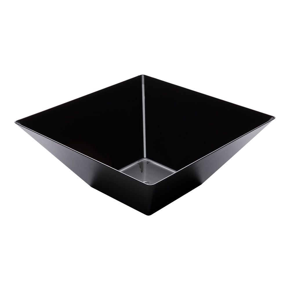 160 oz Square Black Plastic Serving Bowl - Large Modern Dish for Entertaining (11x11x4.5 Inches) - Bulk Pack of 25 - Perfect for Parties, Catering & Restaurant Use