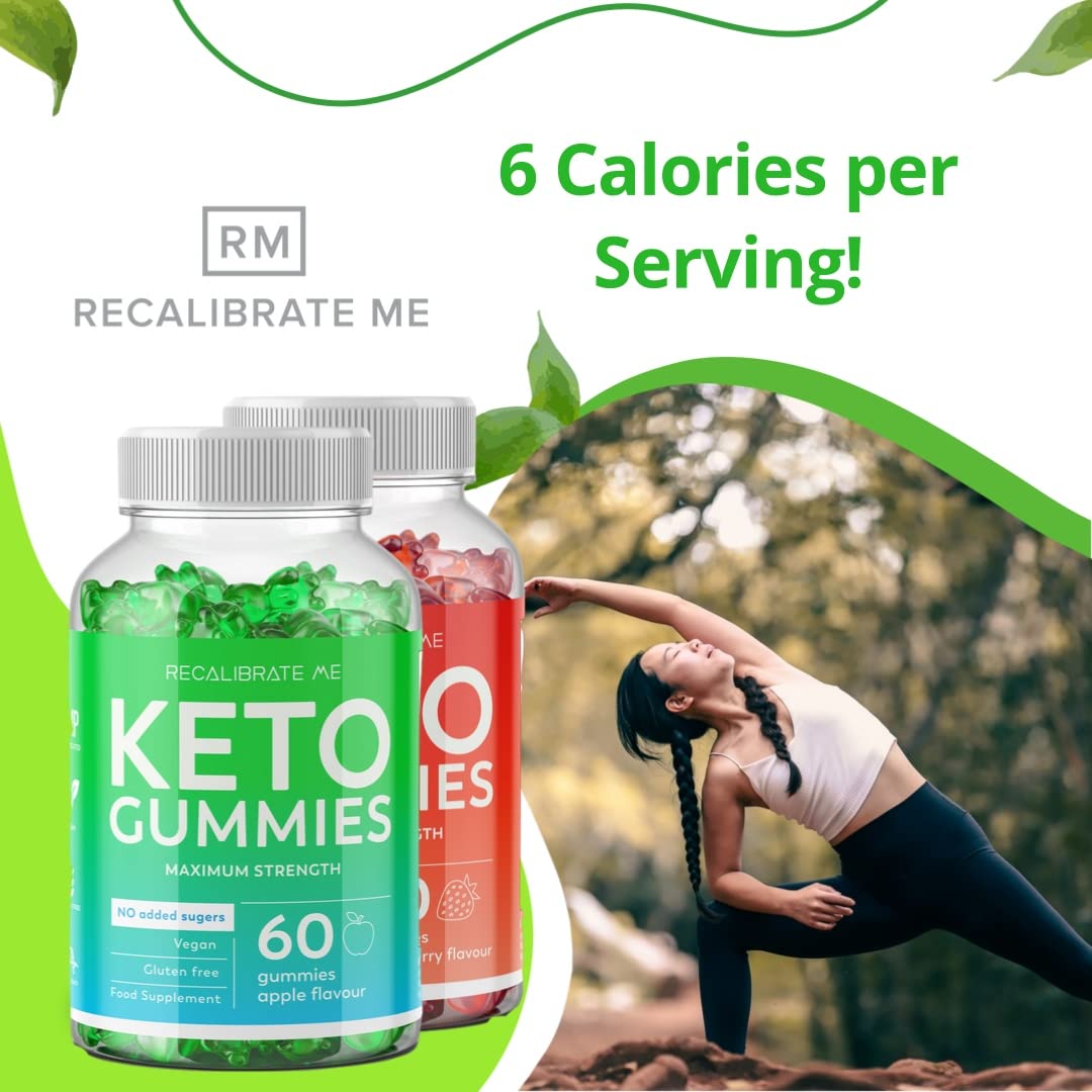 RECALIBRATE ME Keto Gummies for Weight Loss | Sugar-Free Strawberry Flavored Vegan Snacks | Gluten-Free Ketogenic Diet Supplement (60 Count) - Perfect for On-the-Go Healthy Lifestyle & Low-Carb Diet Support
