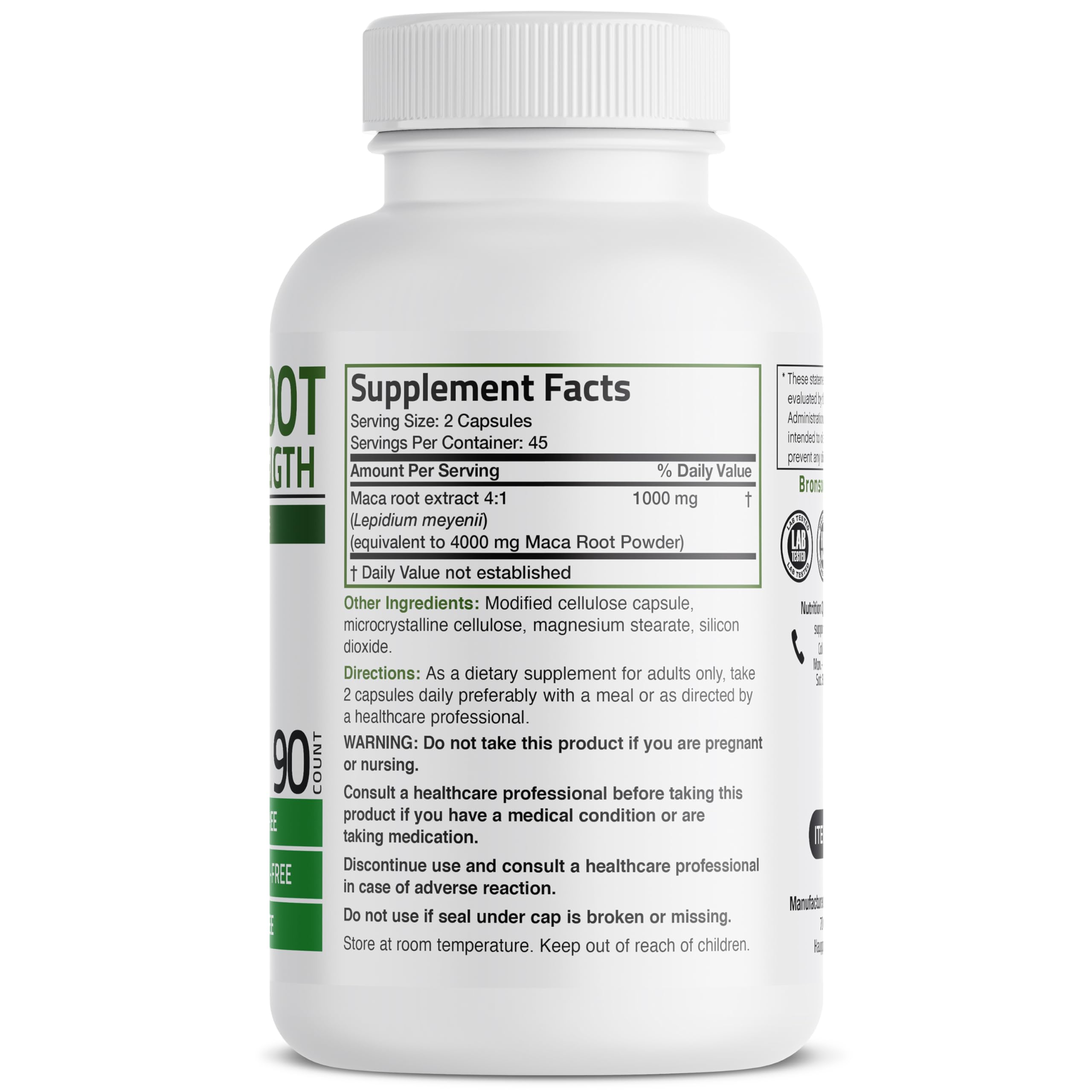 Bronson Maca Root Extract 90 Vegetarian Capsules - Non-GMO, Peruvian Lepidium Meyenii for Energy, Stamina & Hormonal Balance - Supports Workout Performance & Natural Vitality