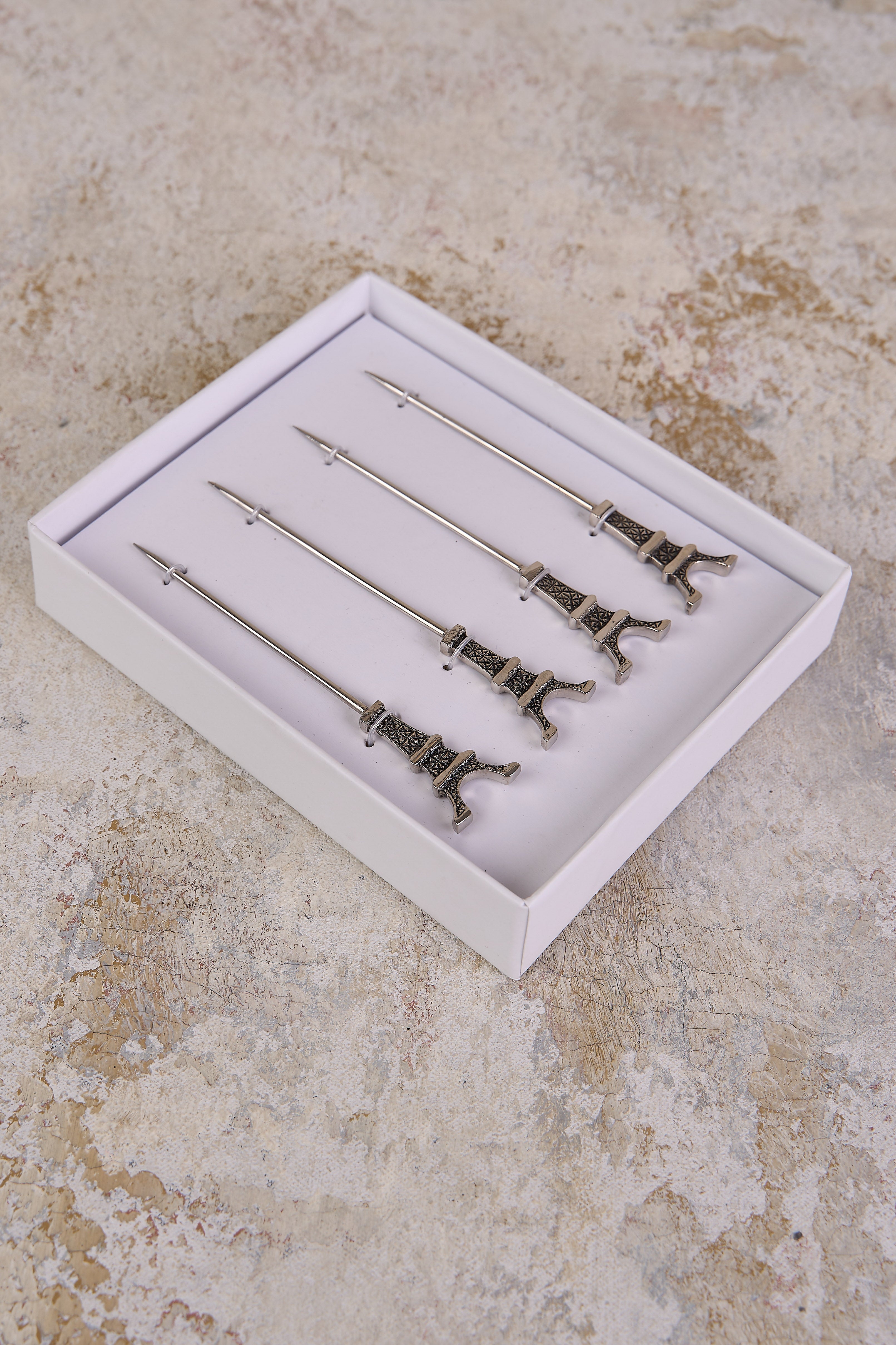 Eiffel Tower Cocktail Picks Set of 4 - Elegant Drink Stirrers for Wine, Champagne & Cocktails - Perfect for Paris Themed Parties, Bridal Showers & Home Bar Accessories