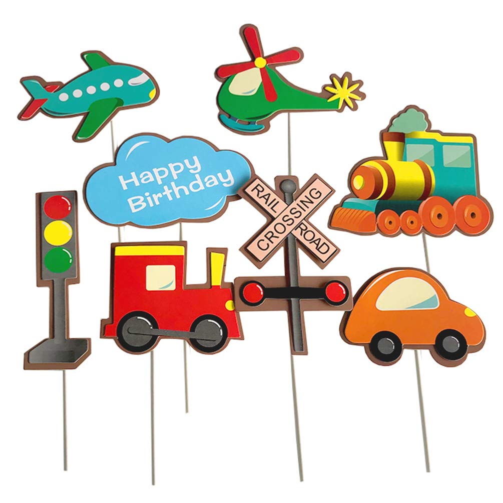 PRETYZOOM 32pcs Train Themed Cake Toppers - Transportation Birthday Party Decorations for Kids, Car & Train Cake Decor - Perfect for Birthday Cakes, Cupcakes, and Dessert Table Displays