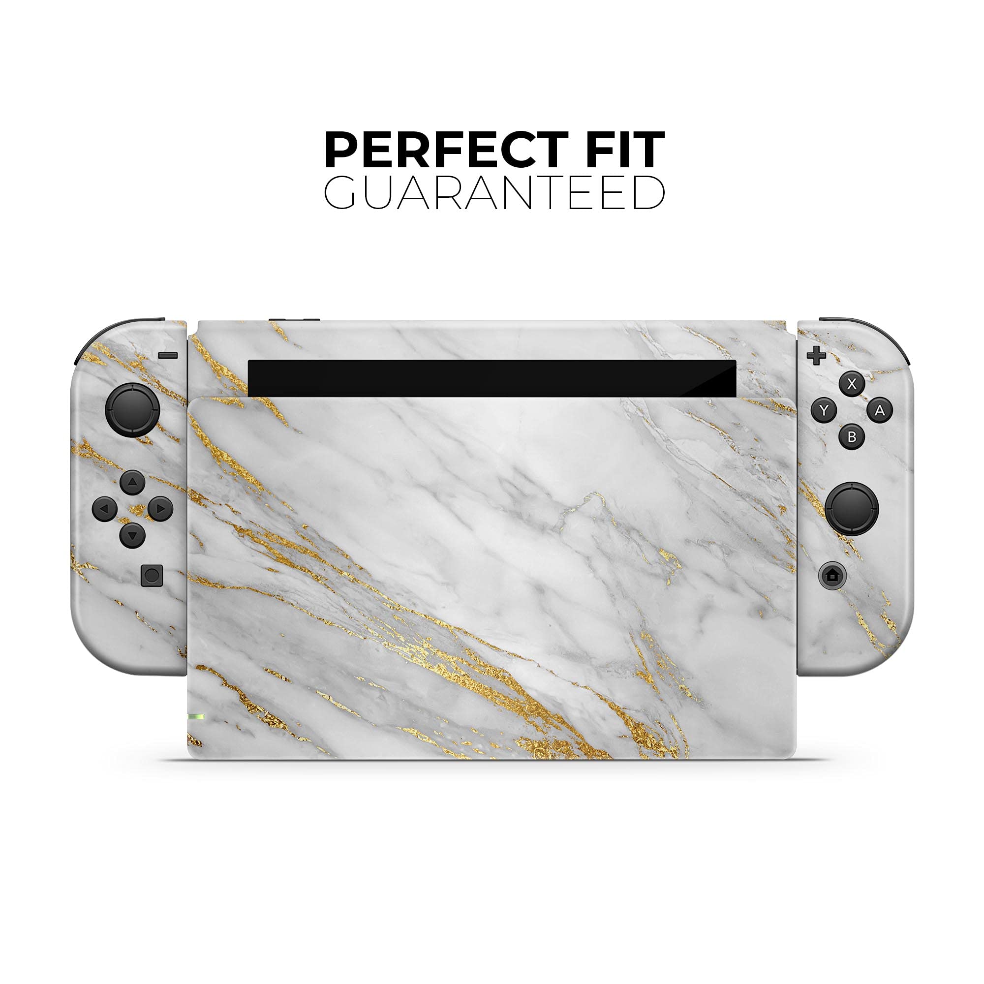 Nintendo Switch Lite Skin Decal - Scratch-Resistant Removable Vinyl Wrap Cover Compatible with Switch Lite - Marble & Digital Gold Foil V4 Design - Perfect for Gaming Protection and Customization