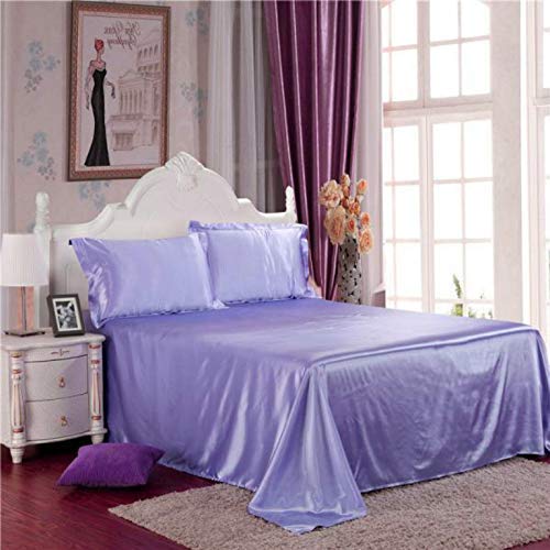 Luxurious 10-Piece Satin Comforter Set - California Queen Size - Soft & Durable Bedding (Comforter, Duvet Cover, Flat Sheet, Fitted Sheet + 6 Pillowcases) in Elegant Lilac - Perfect for Master Bedrooms, Guest Rooms & Luxury Hotels