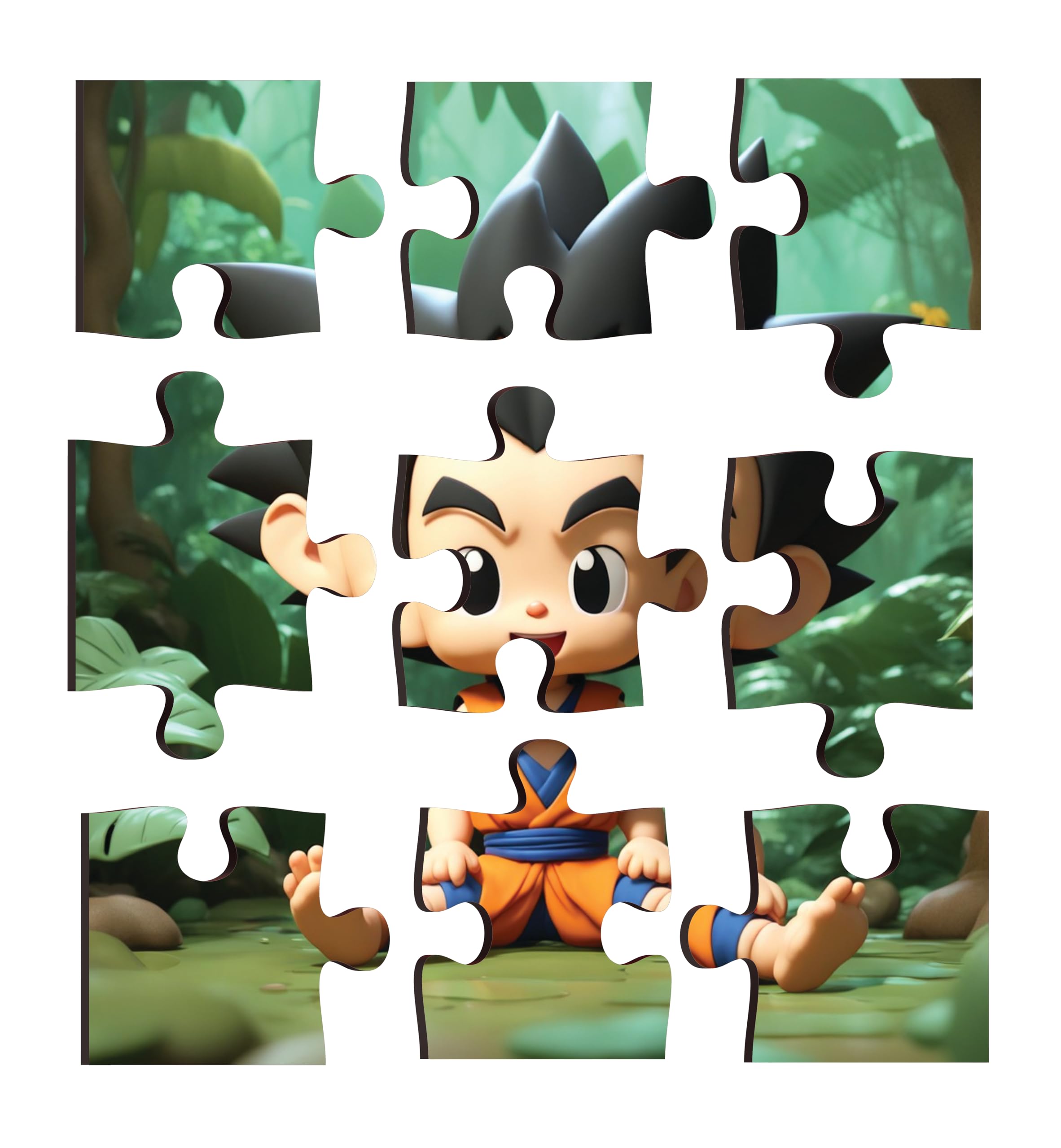 CLAWCRAFTS Wooden Goku Jigsaw Puzzle Set for Kids - 3 Pack with 9 Pieces Each | Educational Brain Development Toy | Perfect Birthday Gift for Children | Fun Learning Activity for Home & Classroom