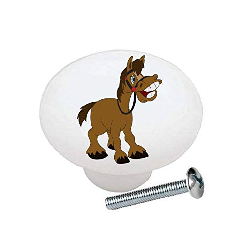 Cartoon Horse Cabinet Knobs - Glossy Ceramic Drawer Pulls for Dresser & Furniture (Perfect for Kids' Room, Nursery Decor & Vintage Style Cabinets)