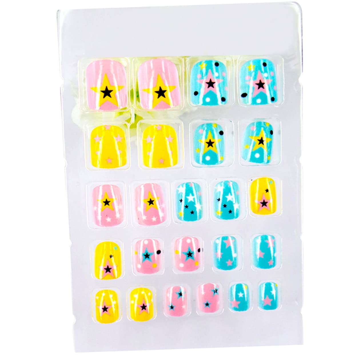 FOMIYES 6 Sets 20pcs Cartoon Star Nail Stickers for Girls - Fake Nails, Nail Art Decals, Kids Nail Stickers - Perfect for Birthday Parties, Sleepovers & DIY Nail Art Designs
