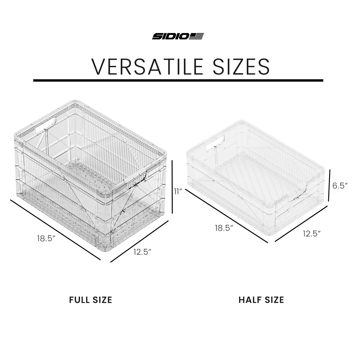 Heavy Duty Stackable Storage Bins & Organizers - 2 Full-Size & 1 Half-Size Plastic Totes with Dividers - Durable Storage Containers for Home, Office, Garage, Outdoor Use - Perfect for Organization, Moving & Clutter Control