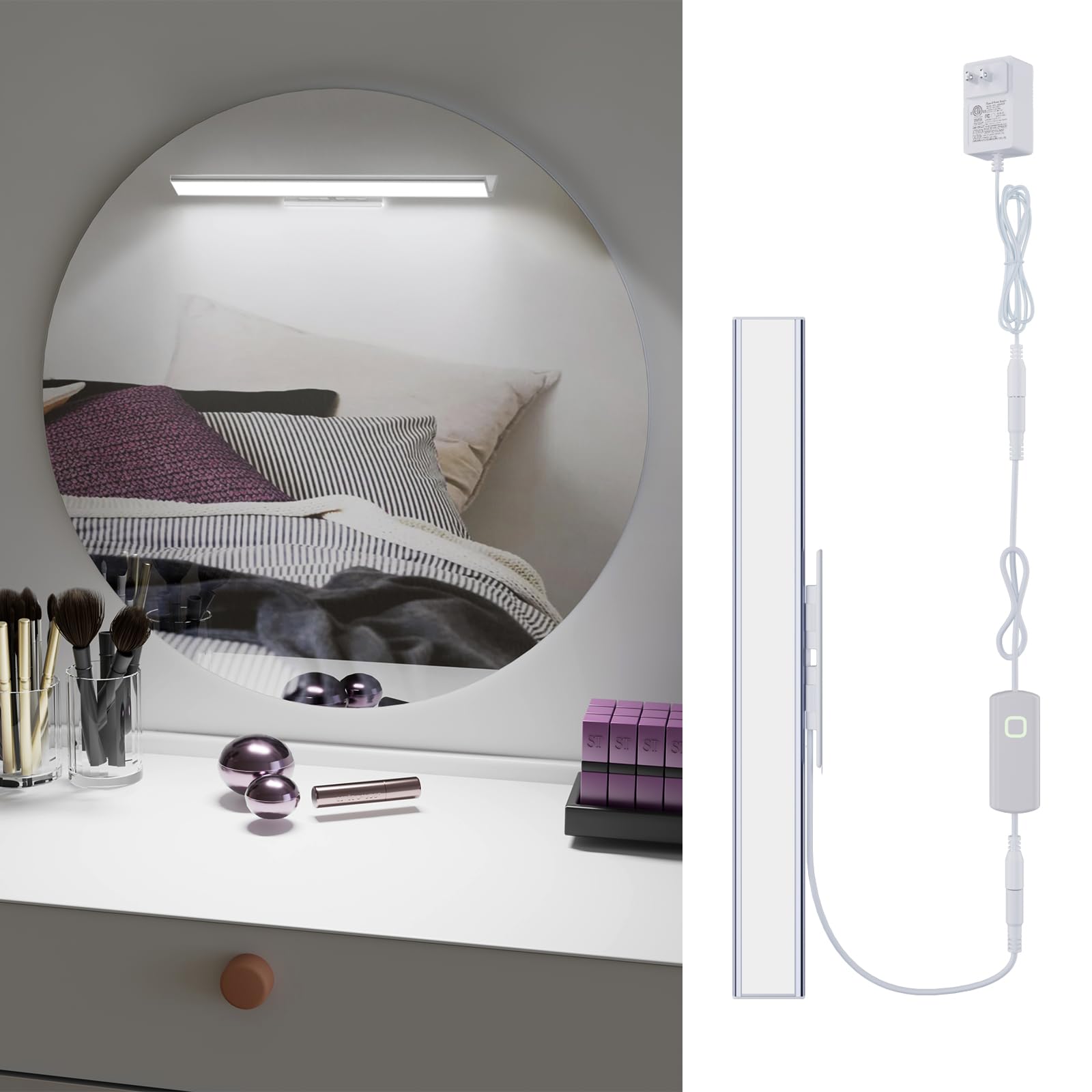 Adjustable LED Vanity Light Bar - Dimmable Makeup Mirror Light for Bathroom (2600K-6800K)
