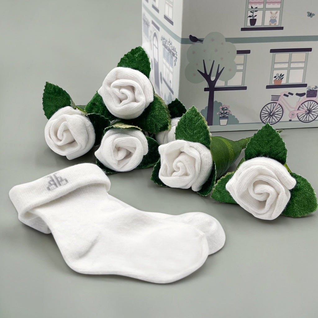 Adorable Baby Rosebud Socks - Soft Cotton Newborn Socks for Baby Shower Favors & Gifts - Perfect for Newborn Photo Shoots, First Outfits, and Special Occasions