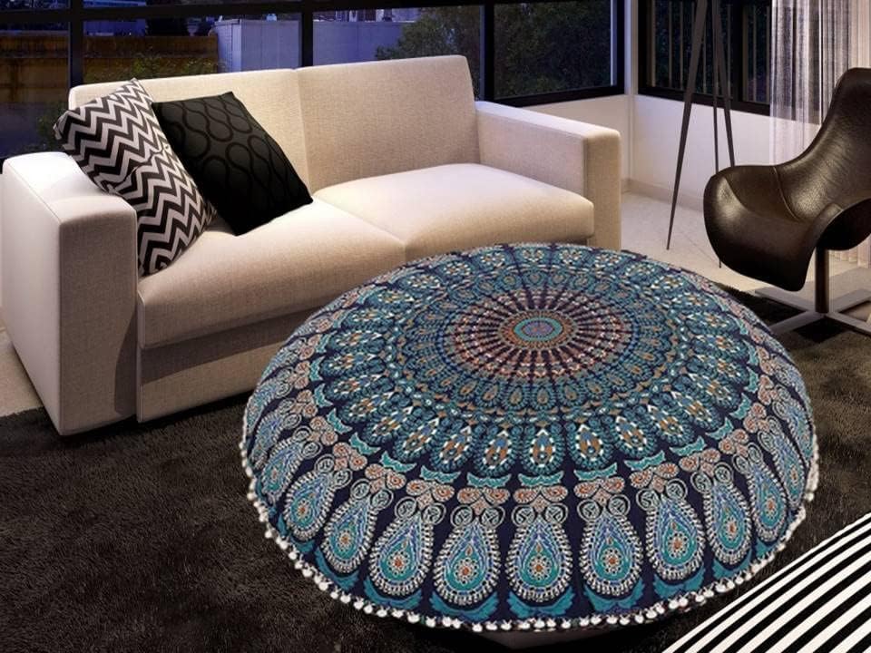 32 Inch Floor Pillow Cover - Soft Meditation Cushion Case for Yoga, Lounge & Home Decor - Washable Zippered Floor Seat Cover for Adults (Beige)